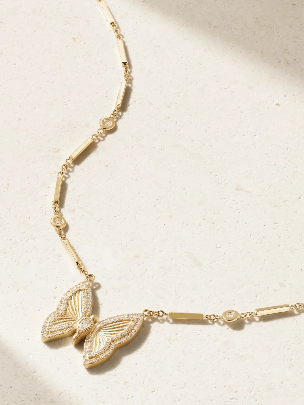 Butterfly 14-karat Gold Diamond Necklace - 1