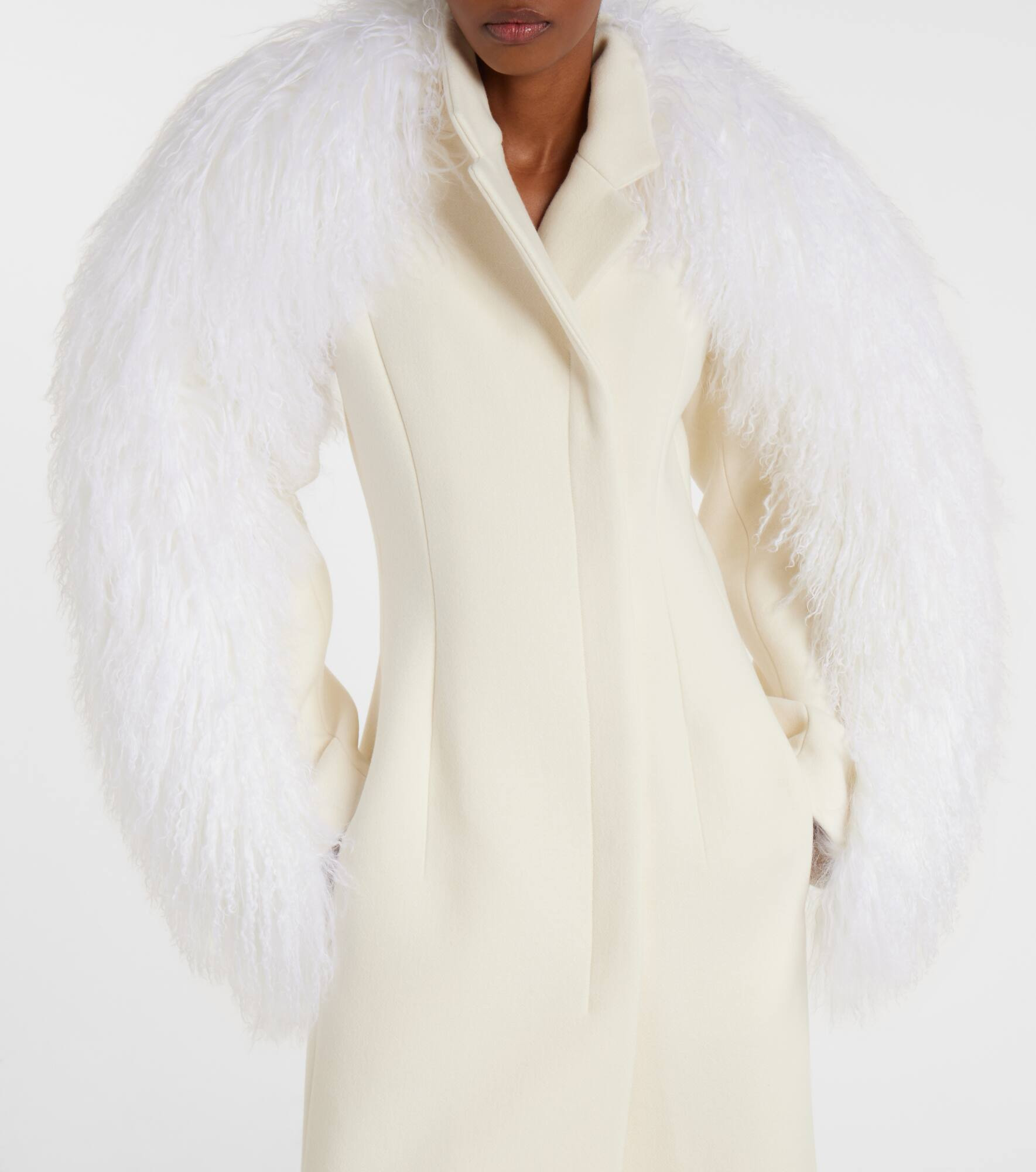 Boa shearling-trimmed virgin wool coat - 5