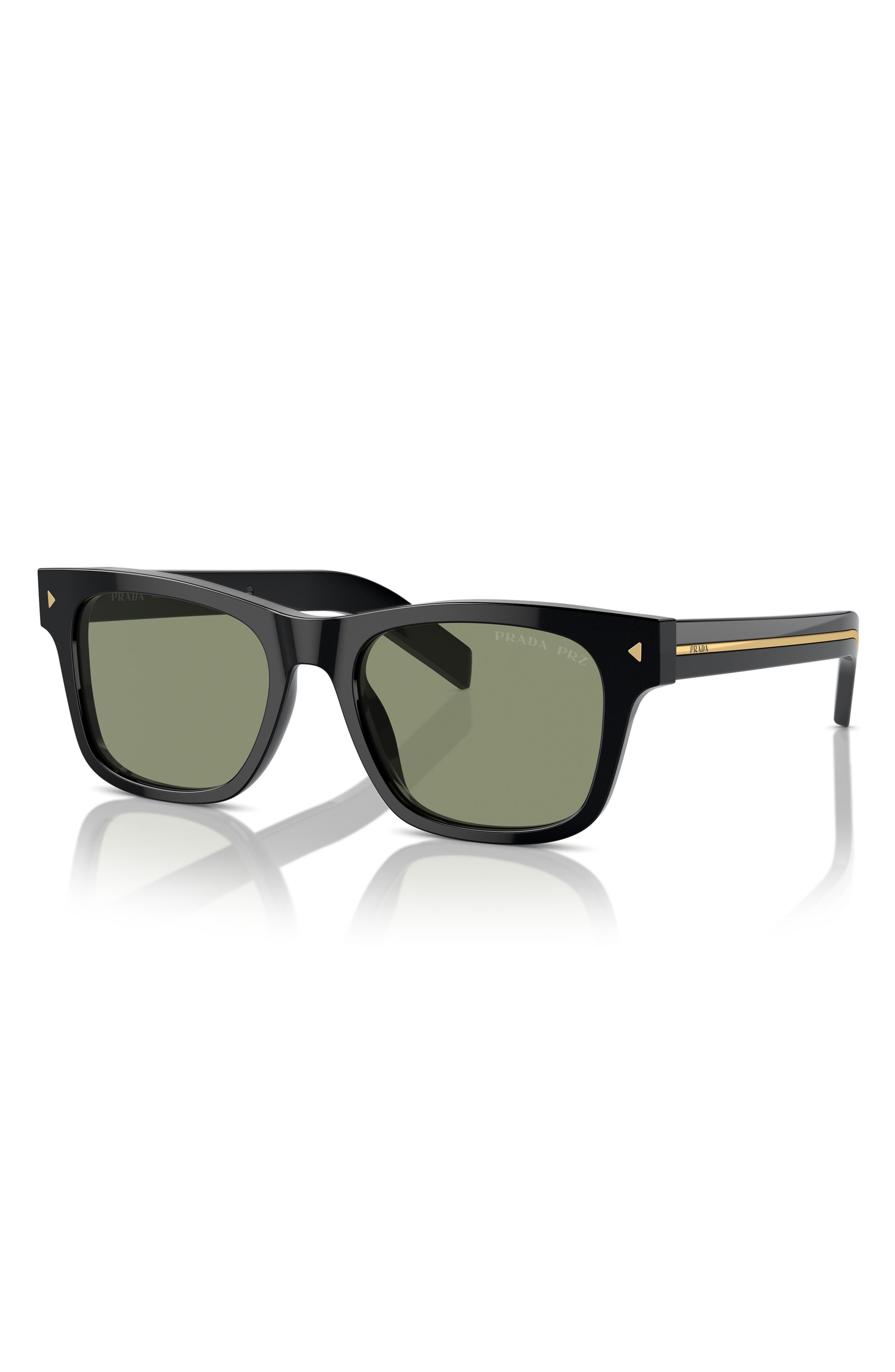 Prada 51mm Polarized Rectangular Sunglasses in Black at Nordstrom - 2