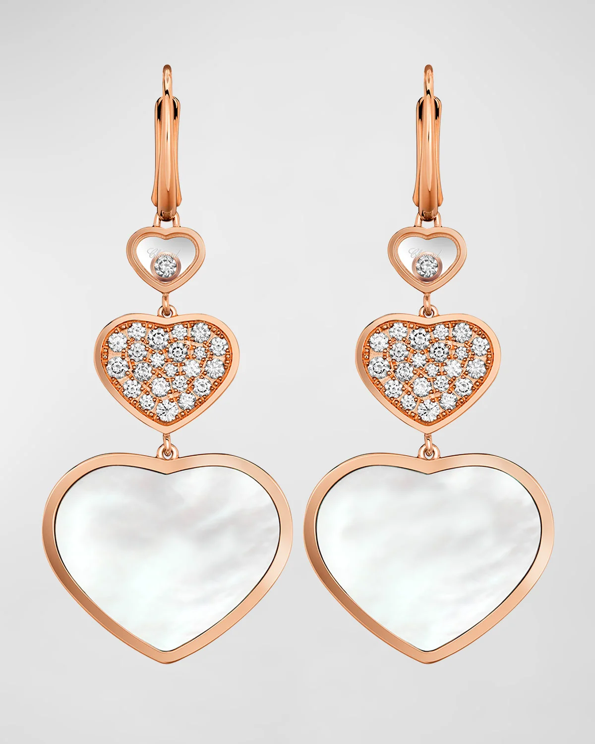 Happy Hearts 18K Rose Gold Mother-of-Pearl & Diamond Drop Earrings - 1