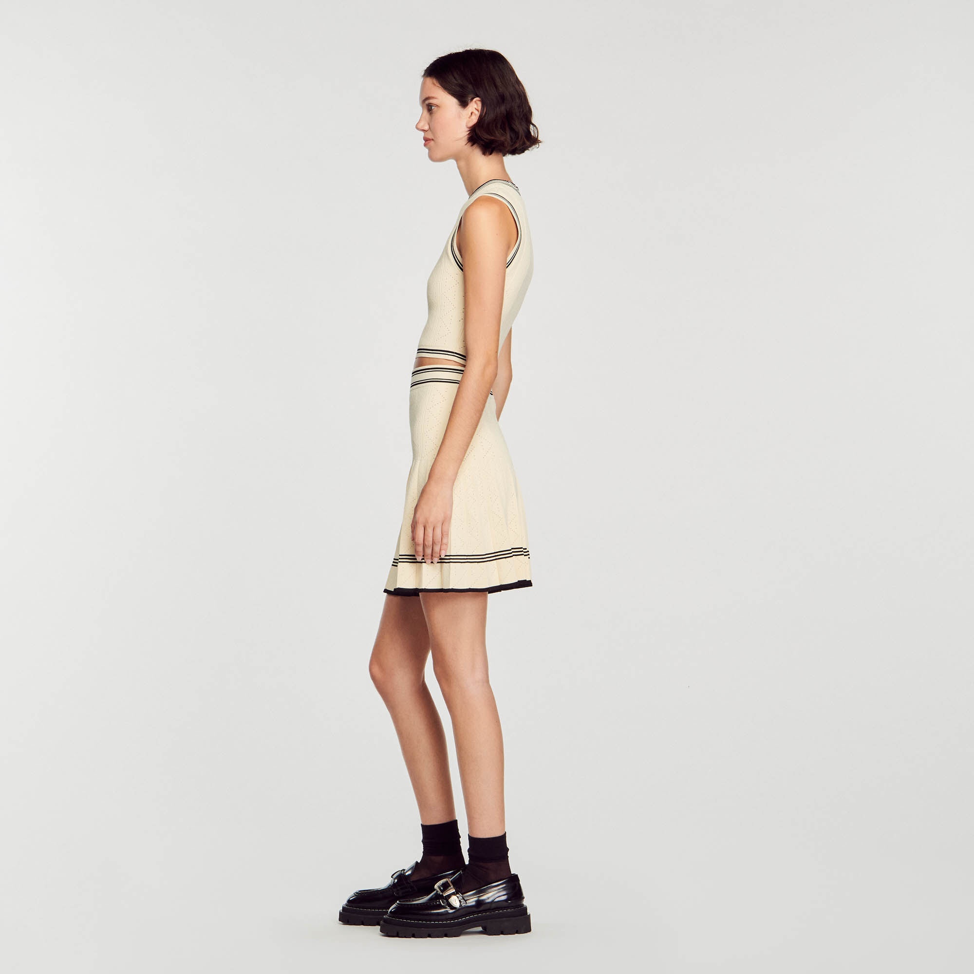 SHORT PLEATED KNIT SKIRT - 7