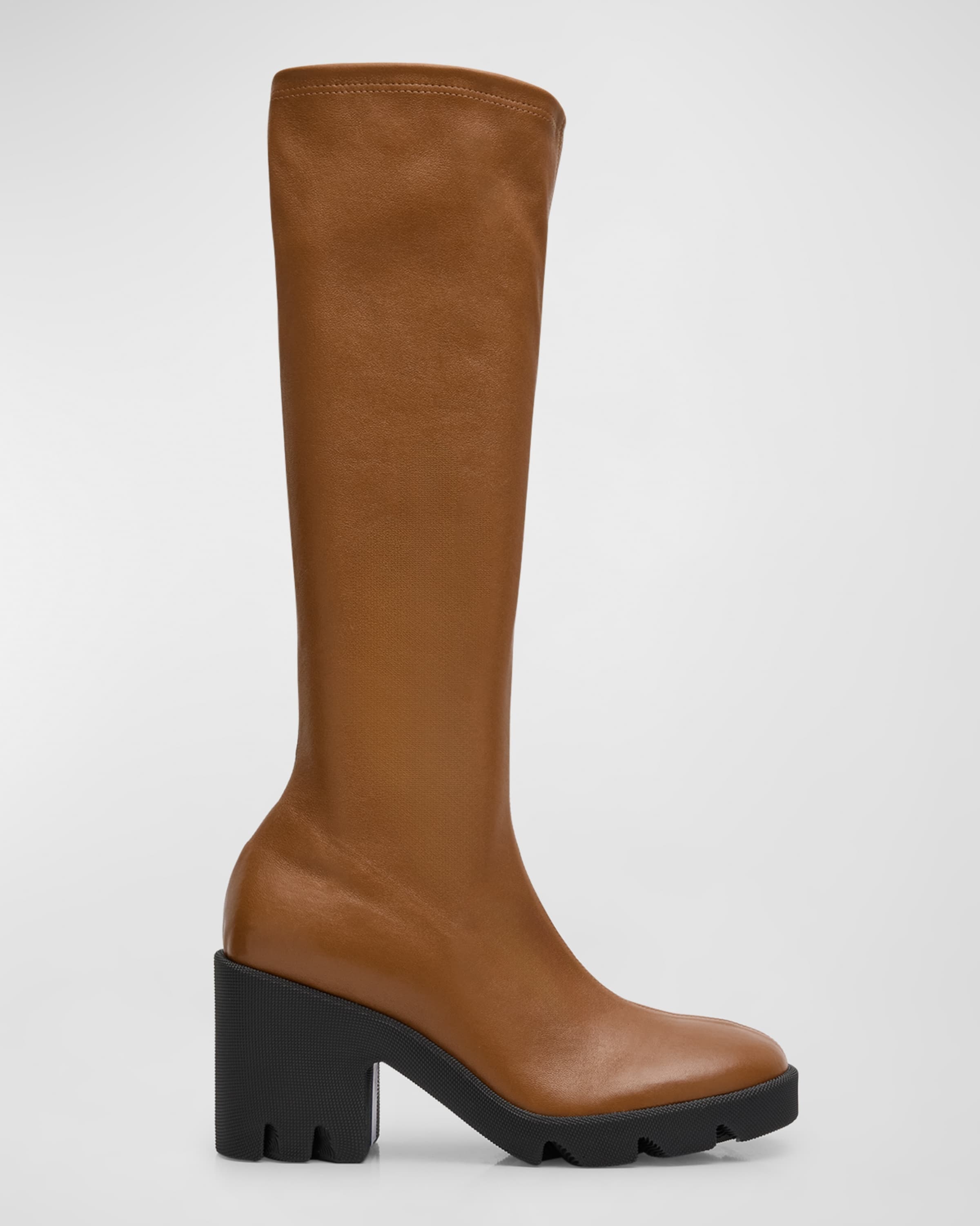 Stride Leather Lug-Sole Tall Boots - 1