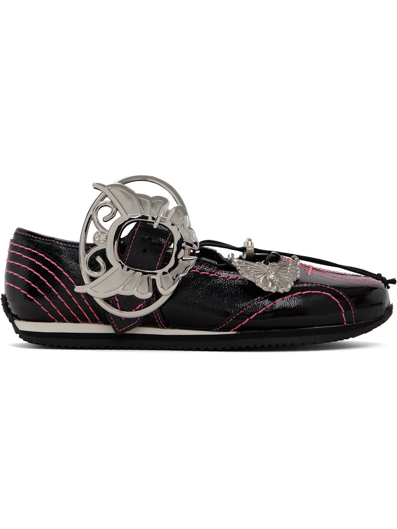 Black & Pink Butterfly Marta Mary Jane Ballerina Flats 1