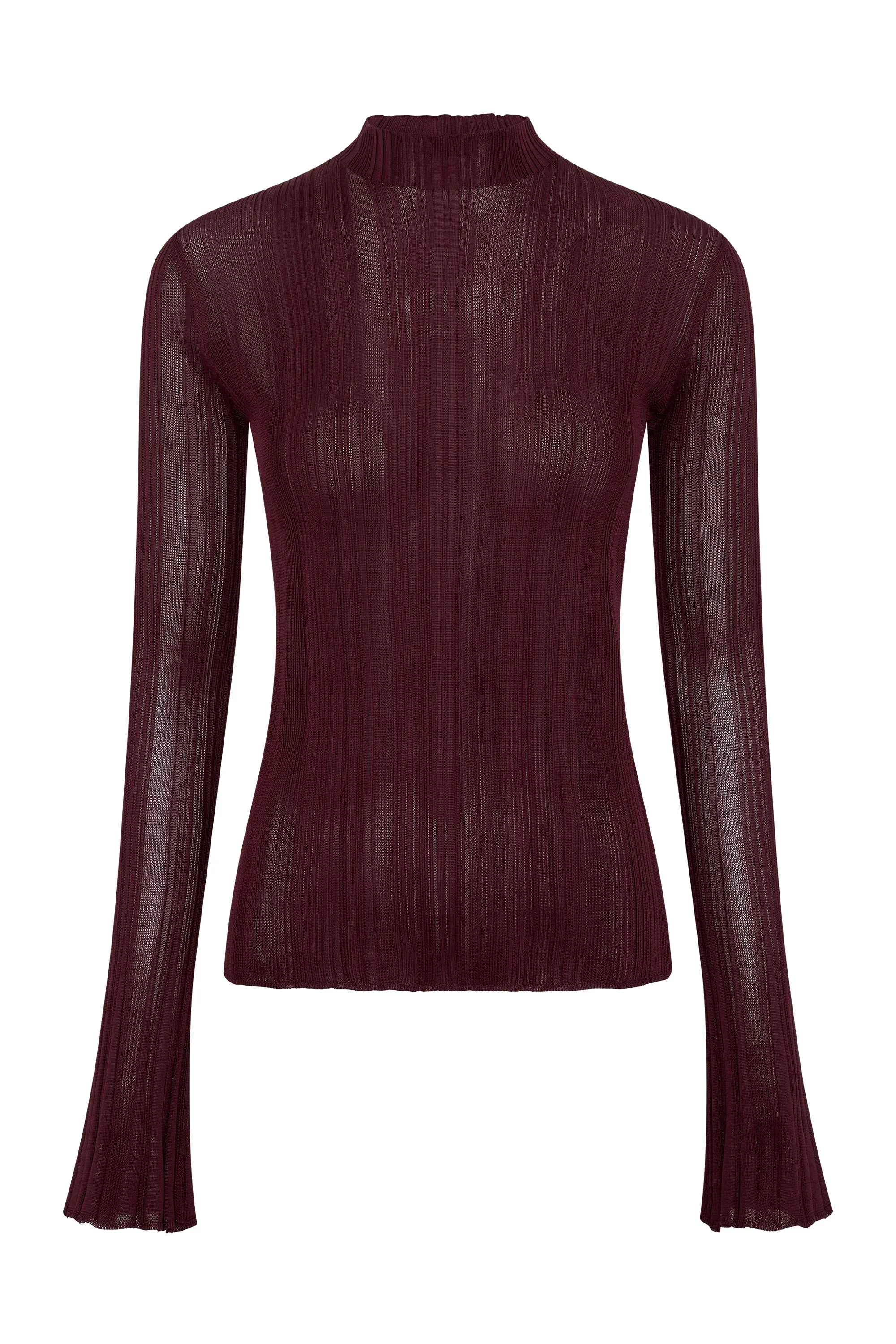 Aveda Mockneck Knit Sweater in Bordeaux Silk - 1