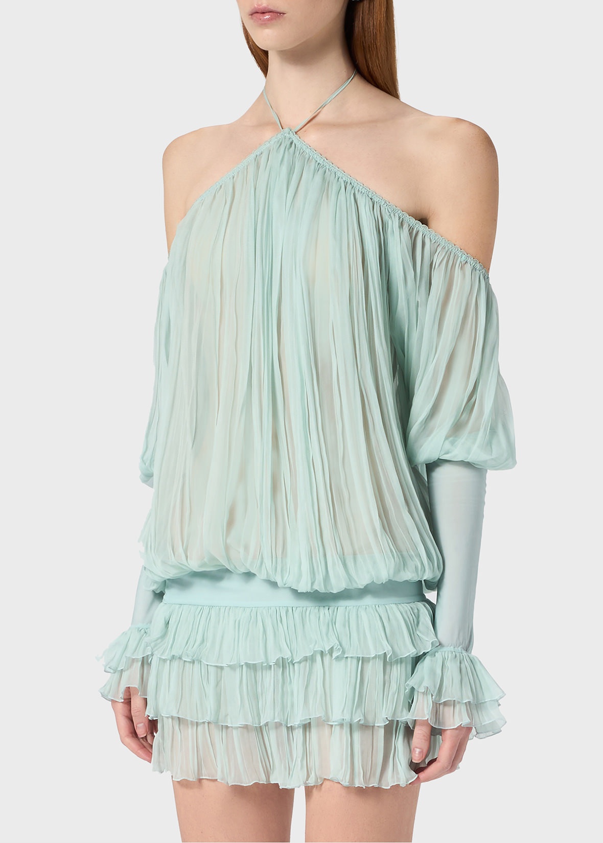 PLEATED DRESS IN SILK CHIFFON - 5