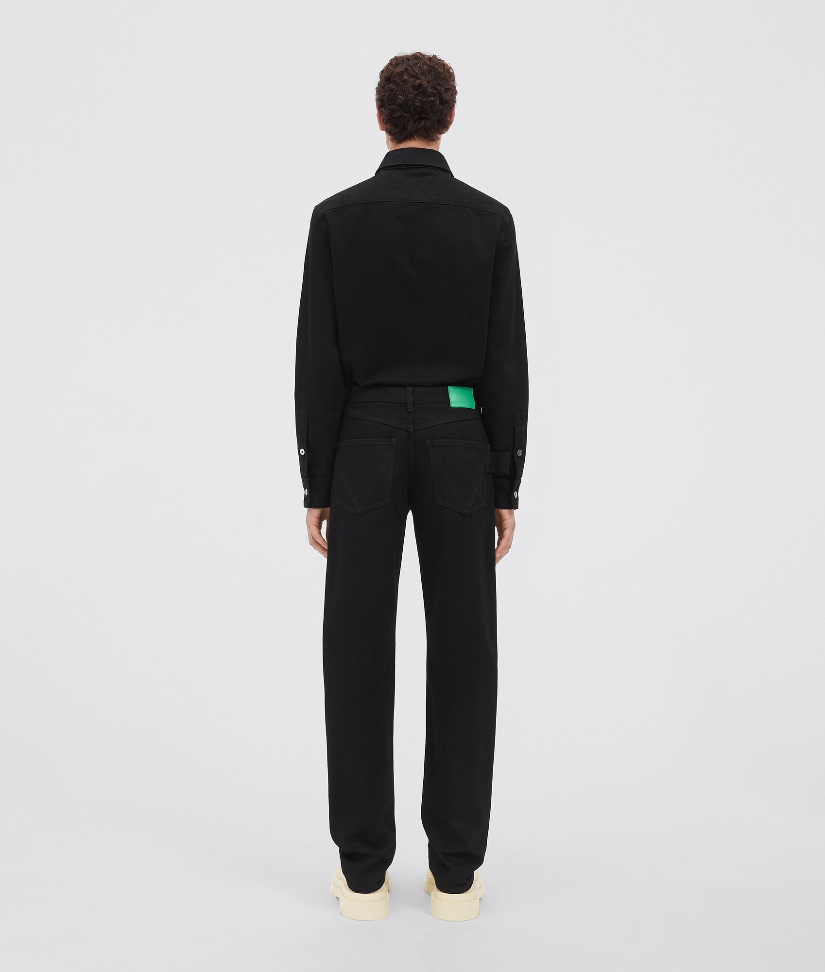 black denim straight jeans - 3
