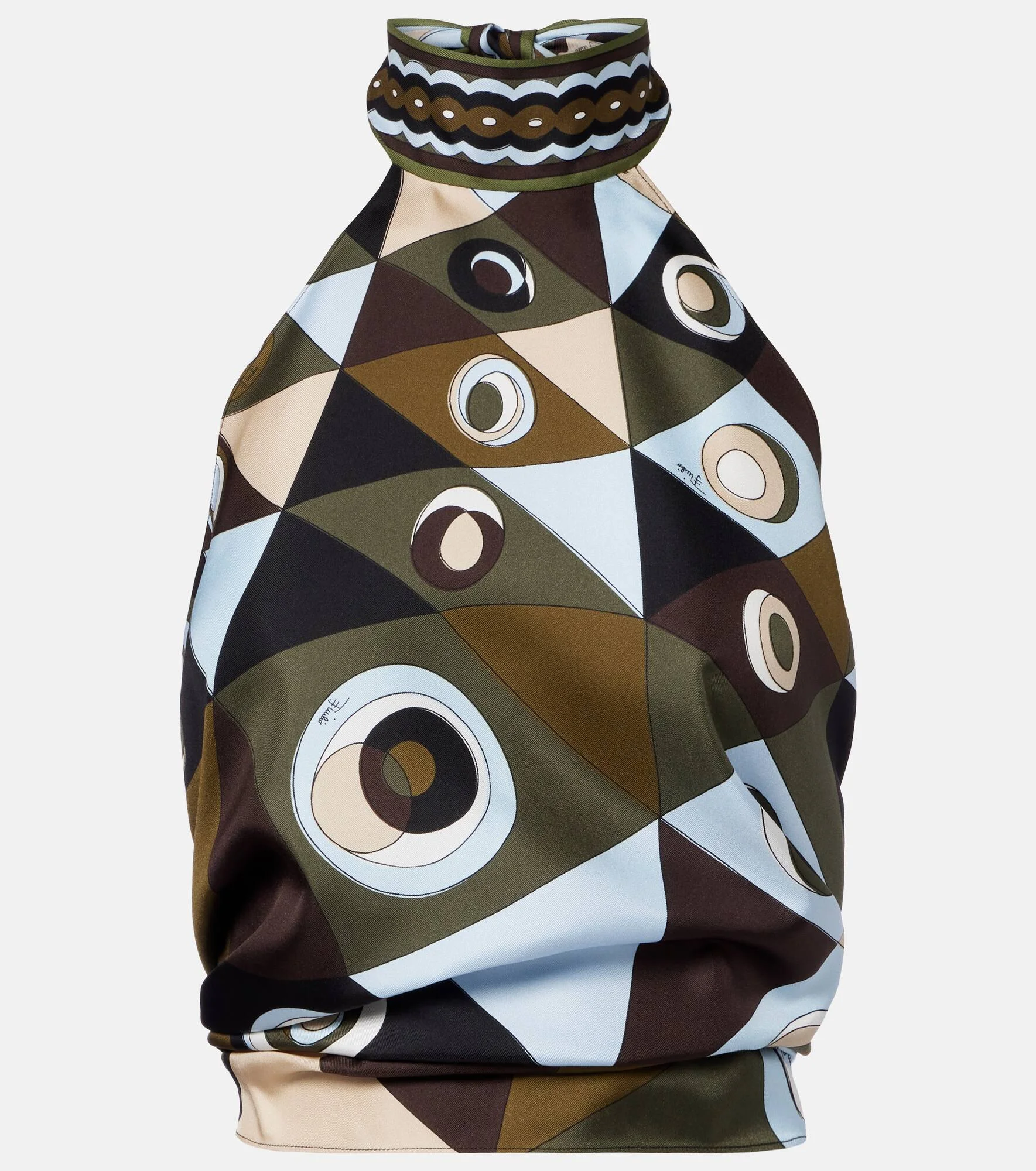 Occhi halterneck open-back silk twill top - 1