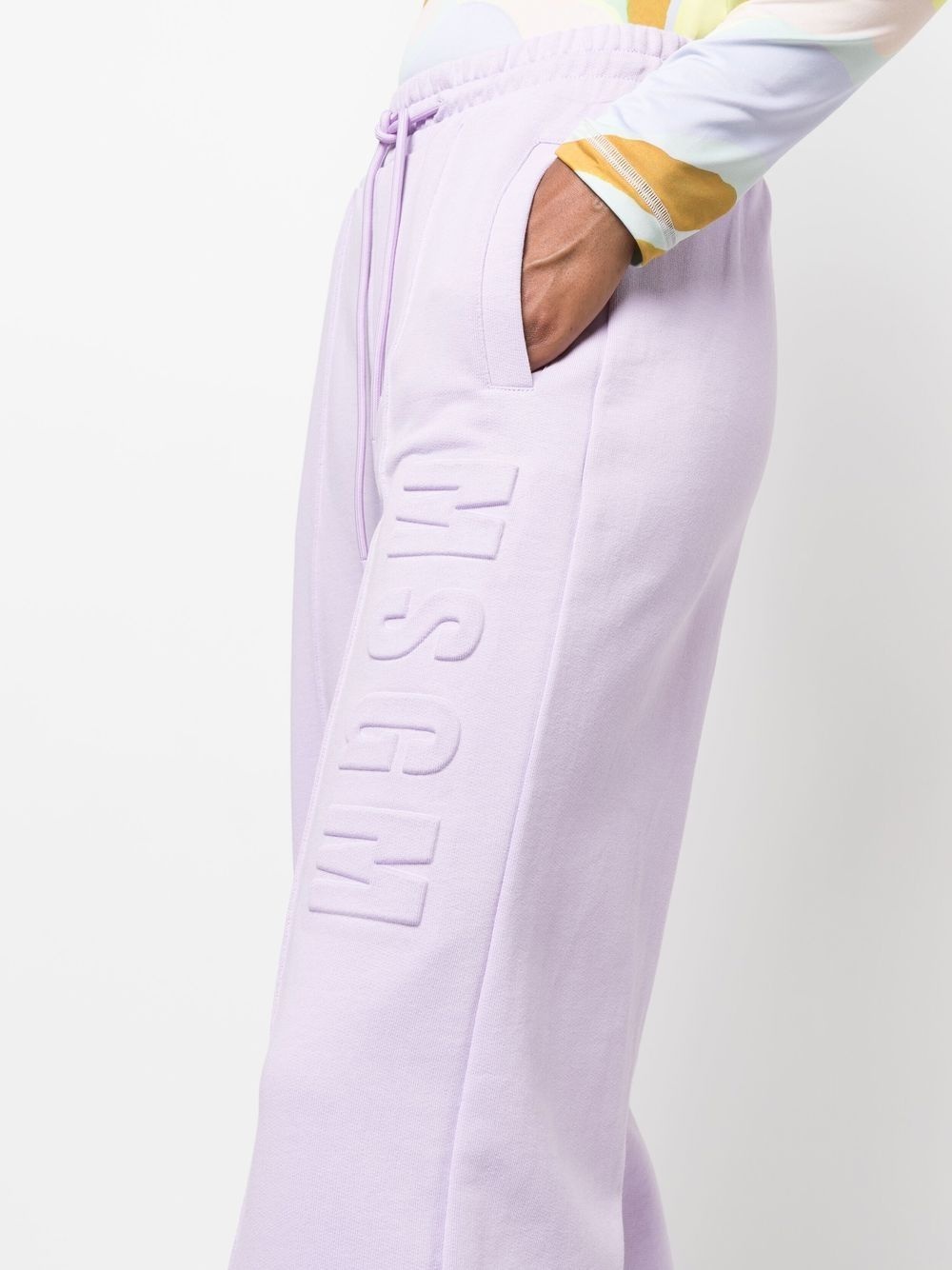 embossed-logo wide-leg track pants - 8