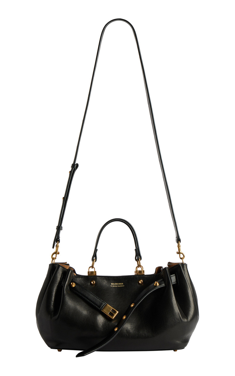 Small Fan Leather Carryall Bag 4