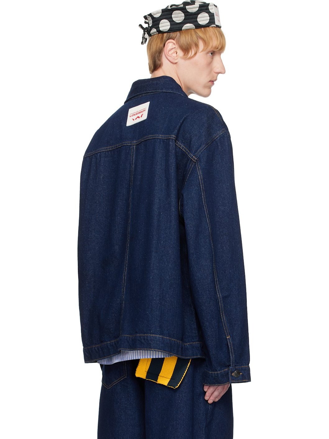 Blue Knit Patch Cargo Denim Jacket - 3