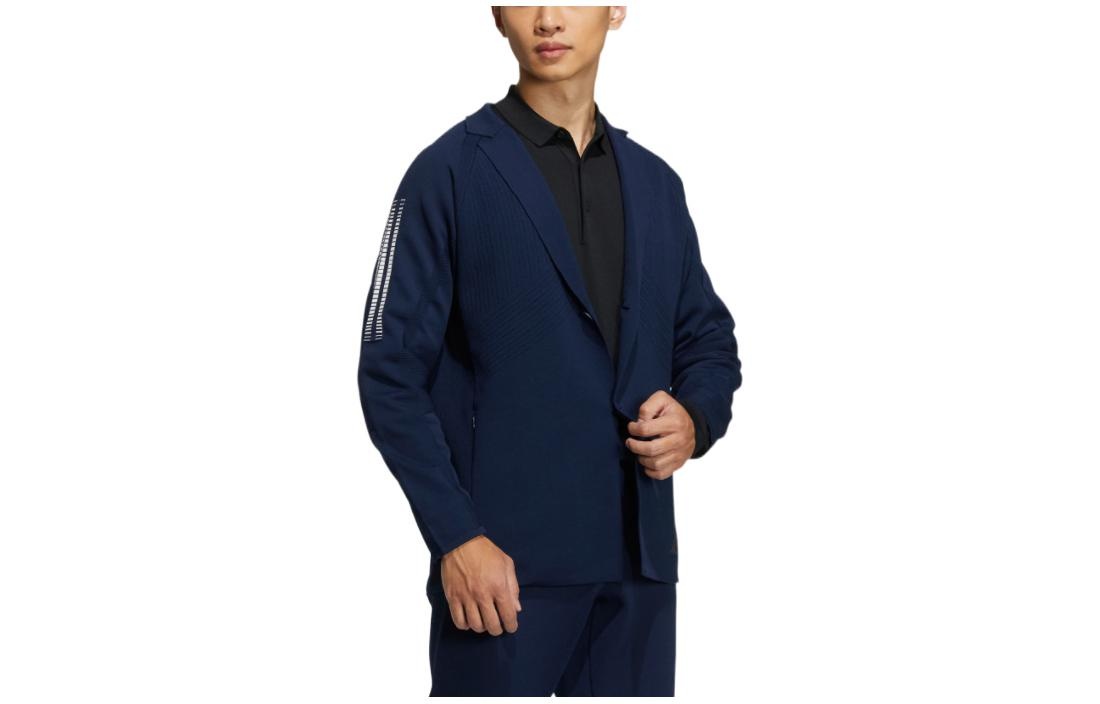 Men's adidas Taylored Jkt Stripe Lapel Zipper Cardigan Long Sleeves Jacket Dark Blue HG1664 - 3