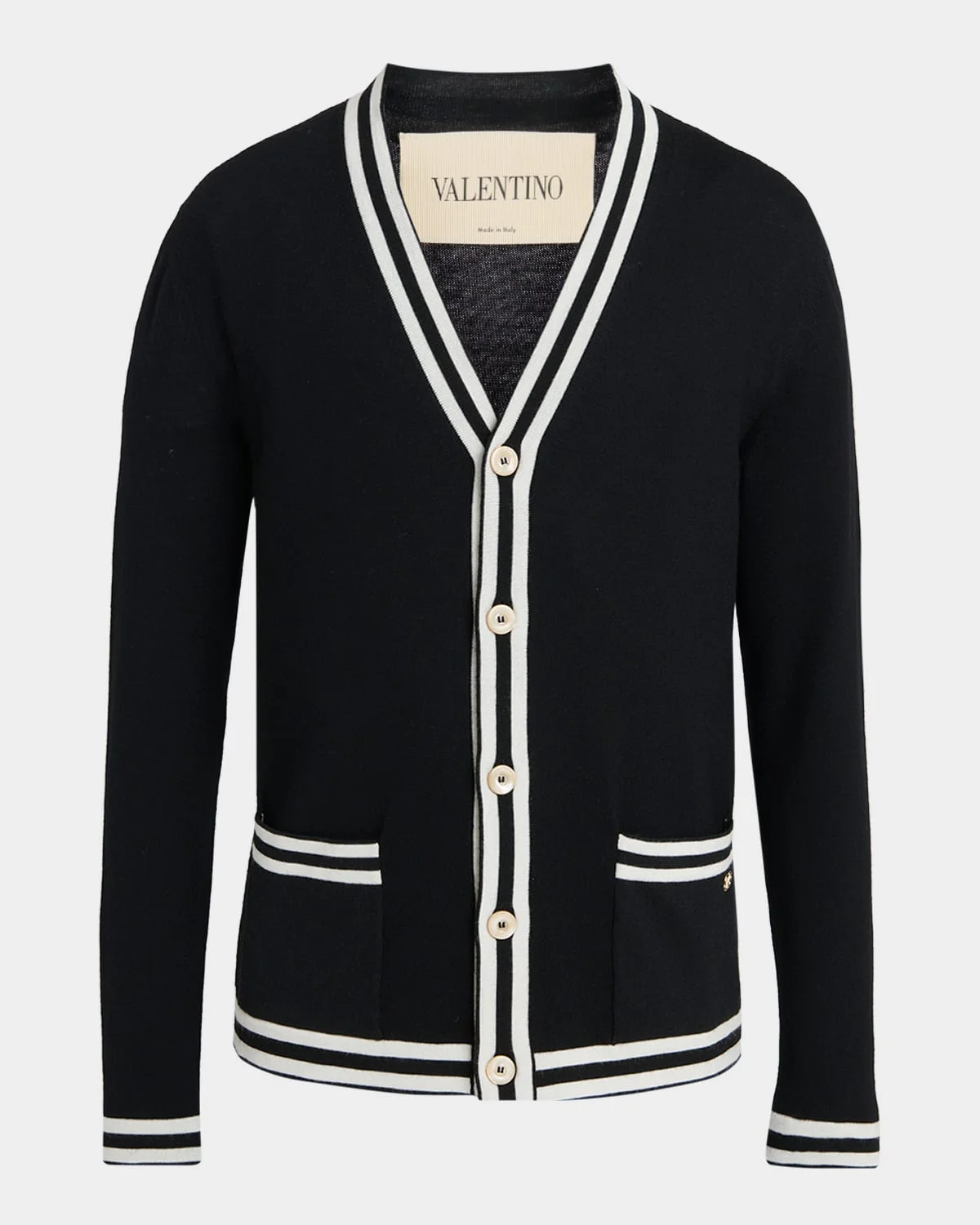 Men's Wool Knit Cardigan with Micro-VLogo - 1