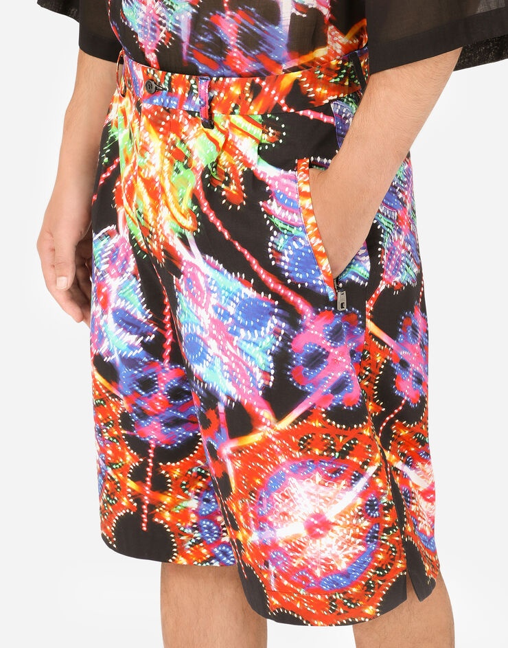 Stretch cotton shorts with illumination print - 4