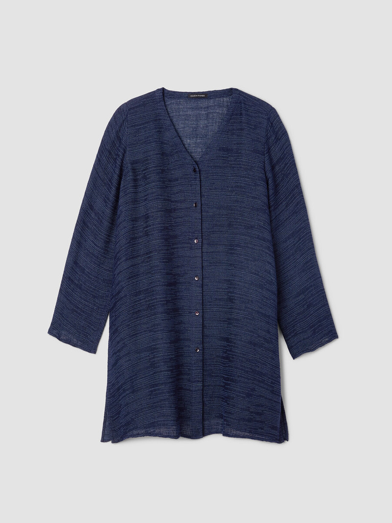 Linen Gauze Strata V-Neck Long Top 1