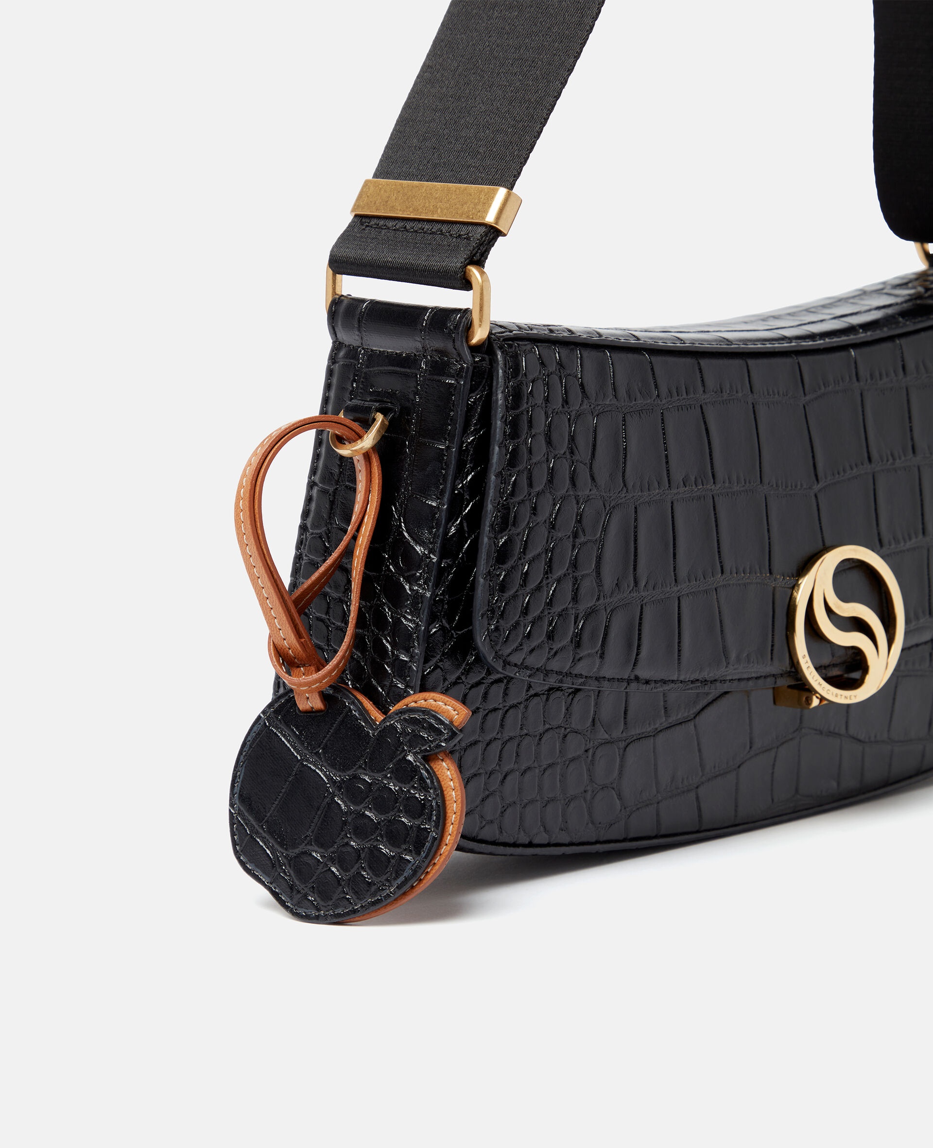 S-Wave Croc-Effect Embossed Shoulder Bag - 5