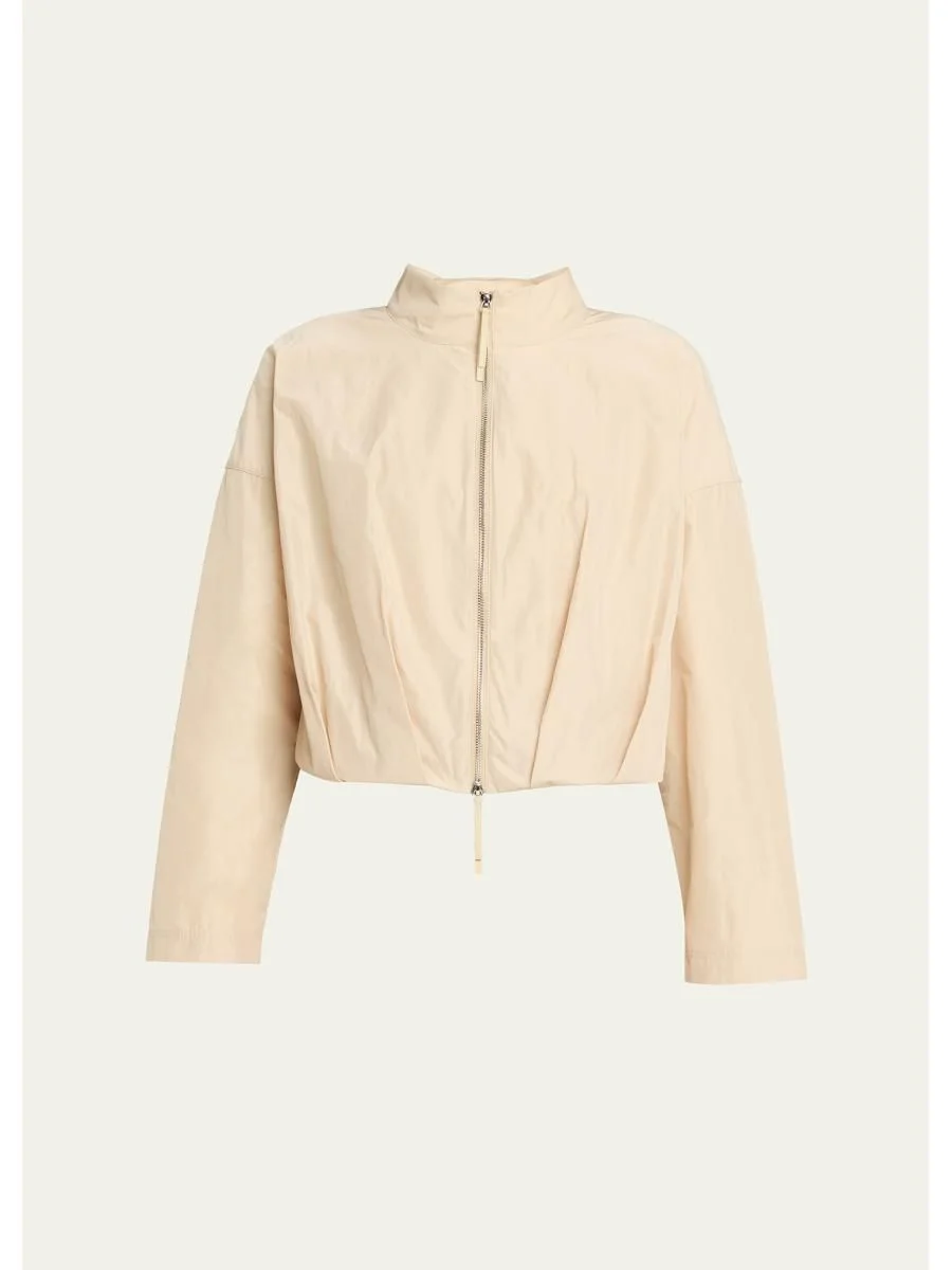 Pleated Technical Twill Crop Jacket - 1