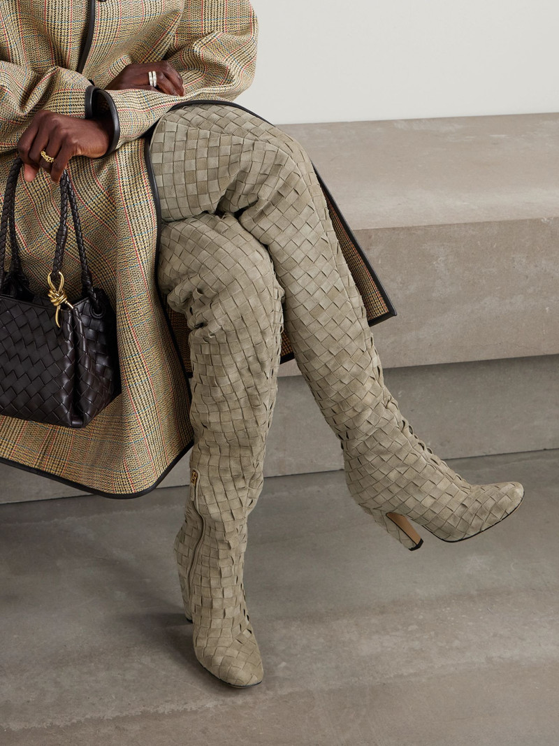 Bottega Veneta Canalazzo intrecciato suede boots Light gray outlook