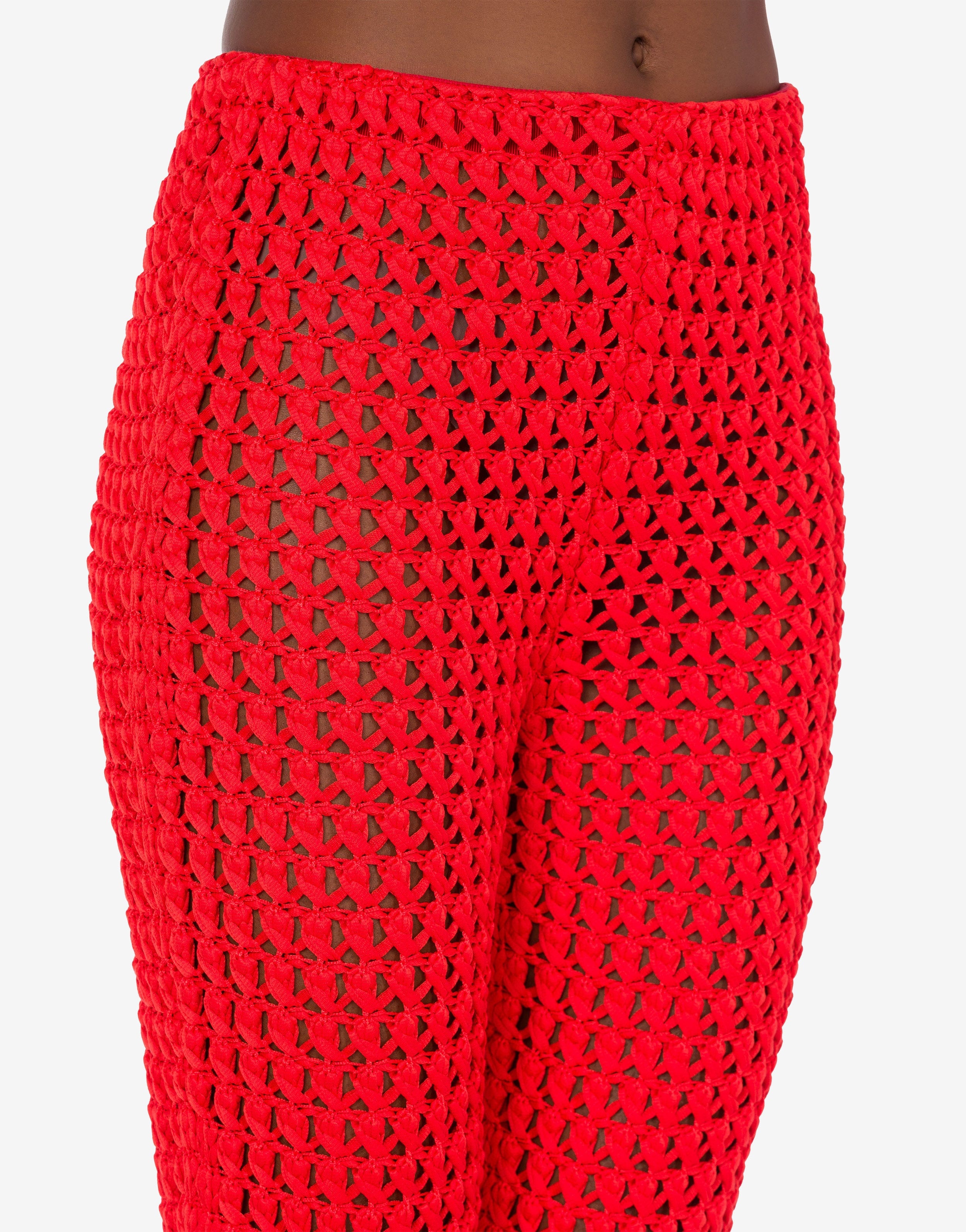 CROCHET EFFECT COTTON RIBBON TROUSERS - 4