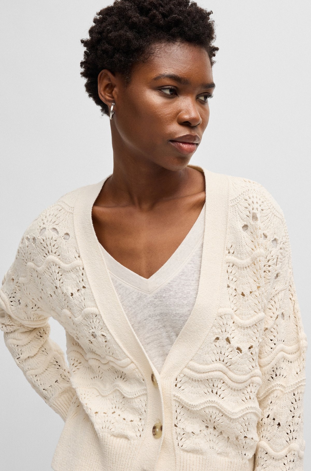 OPEN-KNIT CARDIGAN IN A COTTON BLEND - 5