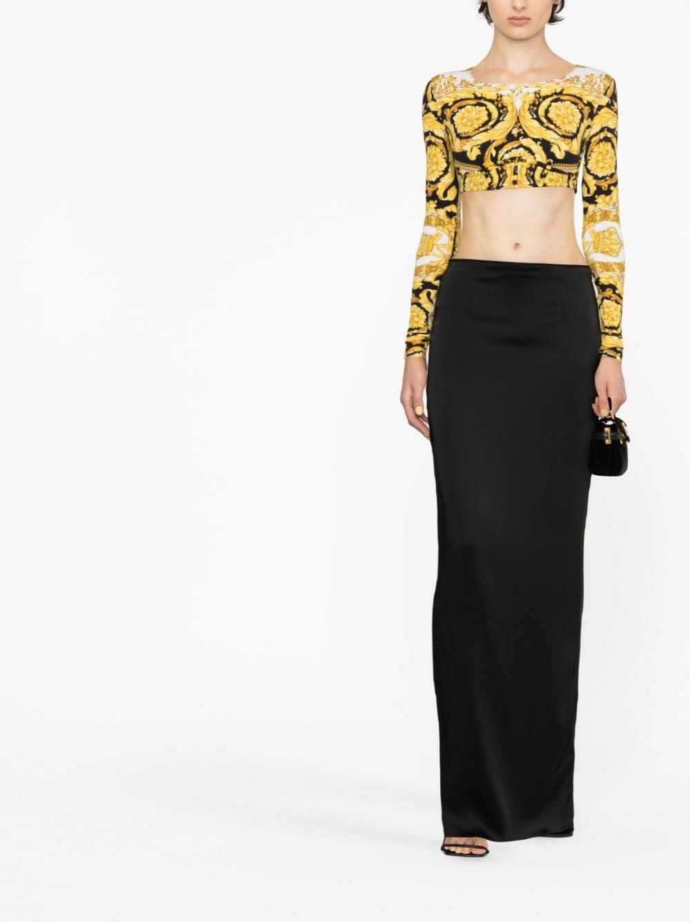 Barocco-print crop top - 3