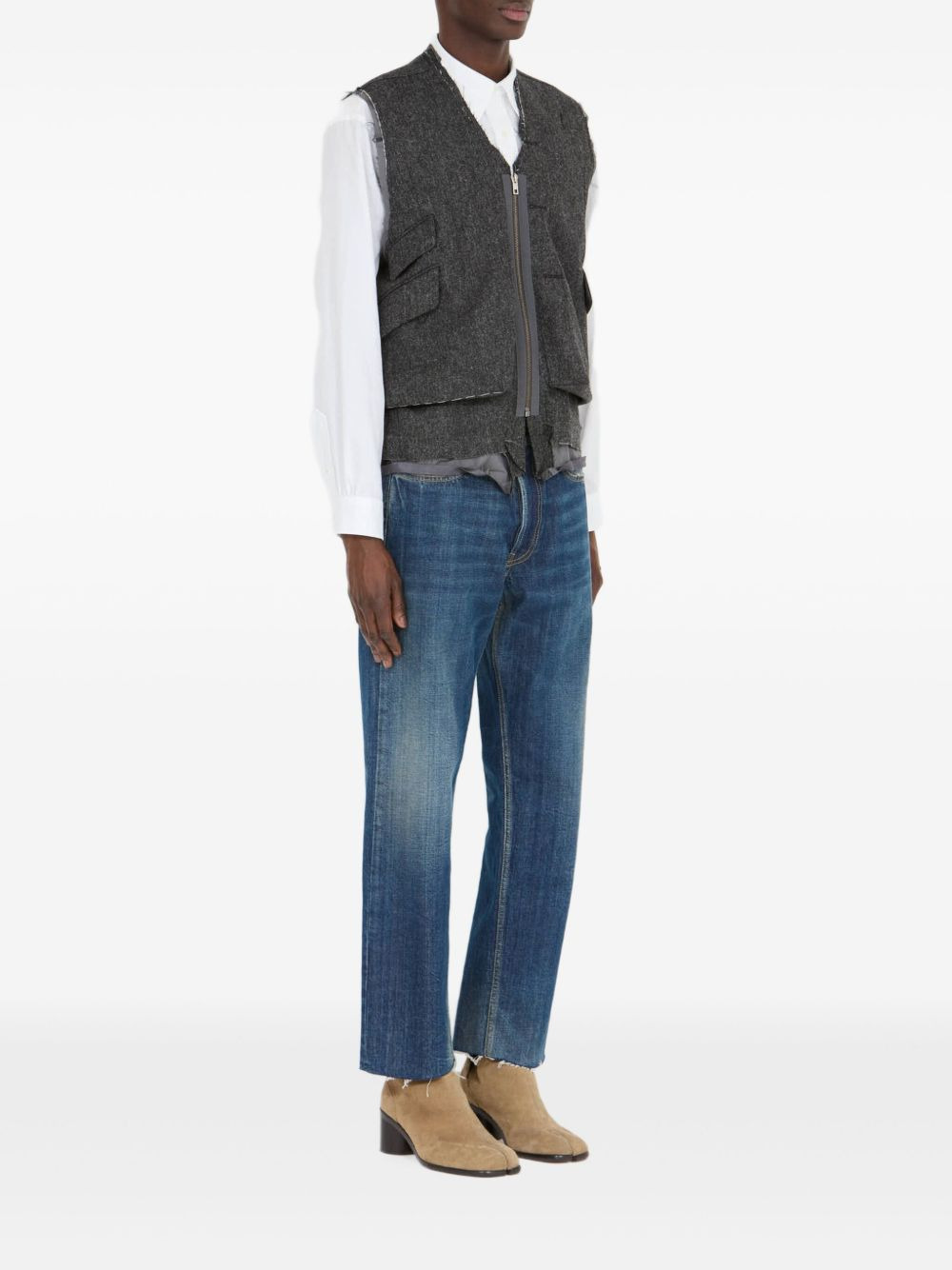 frayed pocket waistcoat - 3