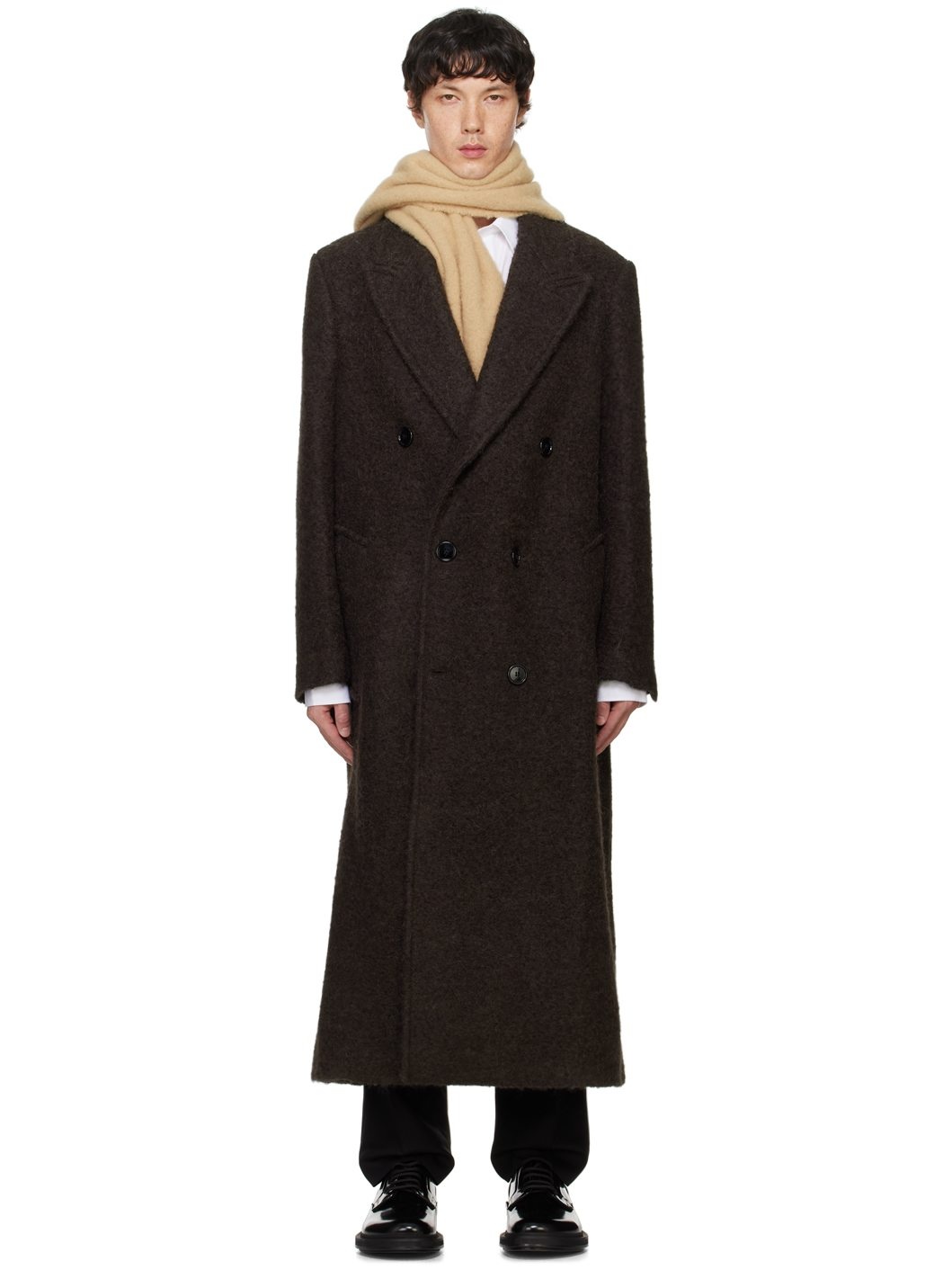 Brown Double-Breasted Coat - 1