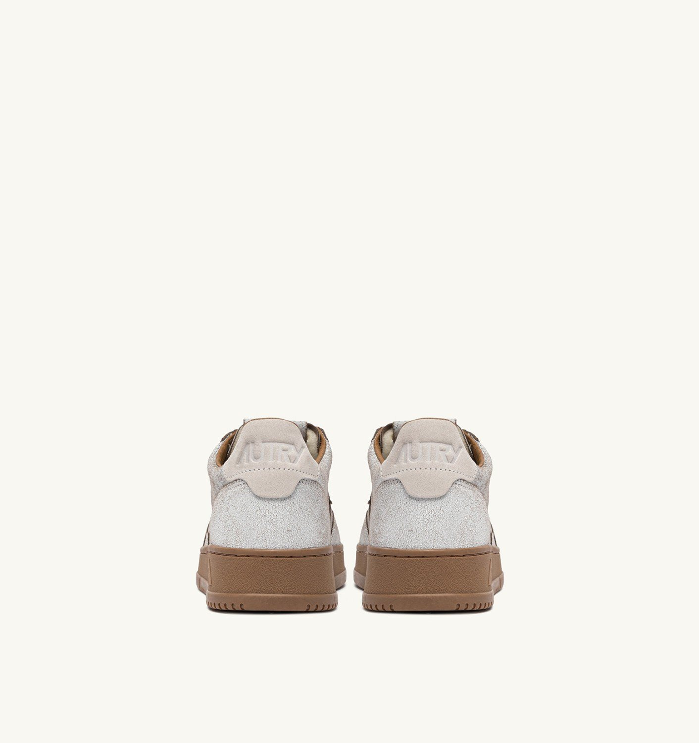 MEDALIST LOW SNEAKERS IN WHITE AND TOBACCO BROWN SCRAPED EFFECT SUEDE - 4
