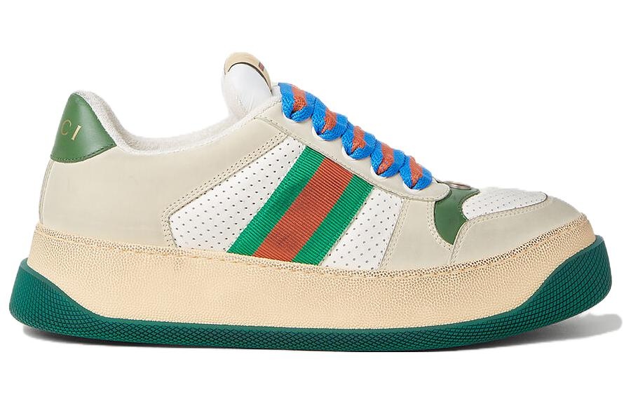 (WMNS) Gucci Screener GG Leather Sneakers 'Beige Green Red' 756478-0YIA0-9547 - 2