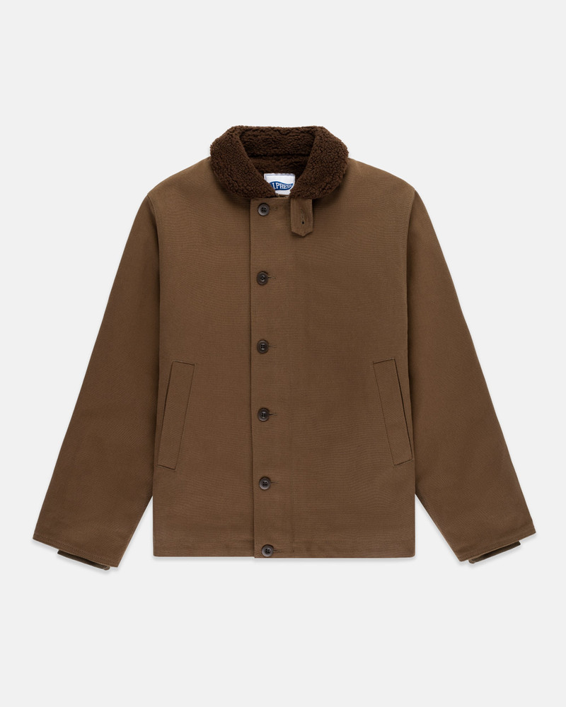 OLIVE FLEECE-LINED CANVAS DECK JACKET 1