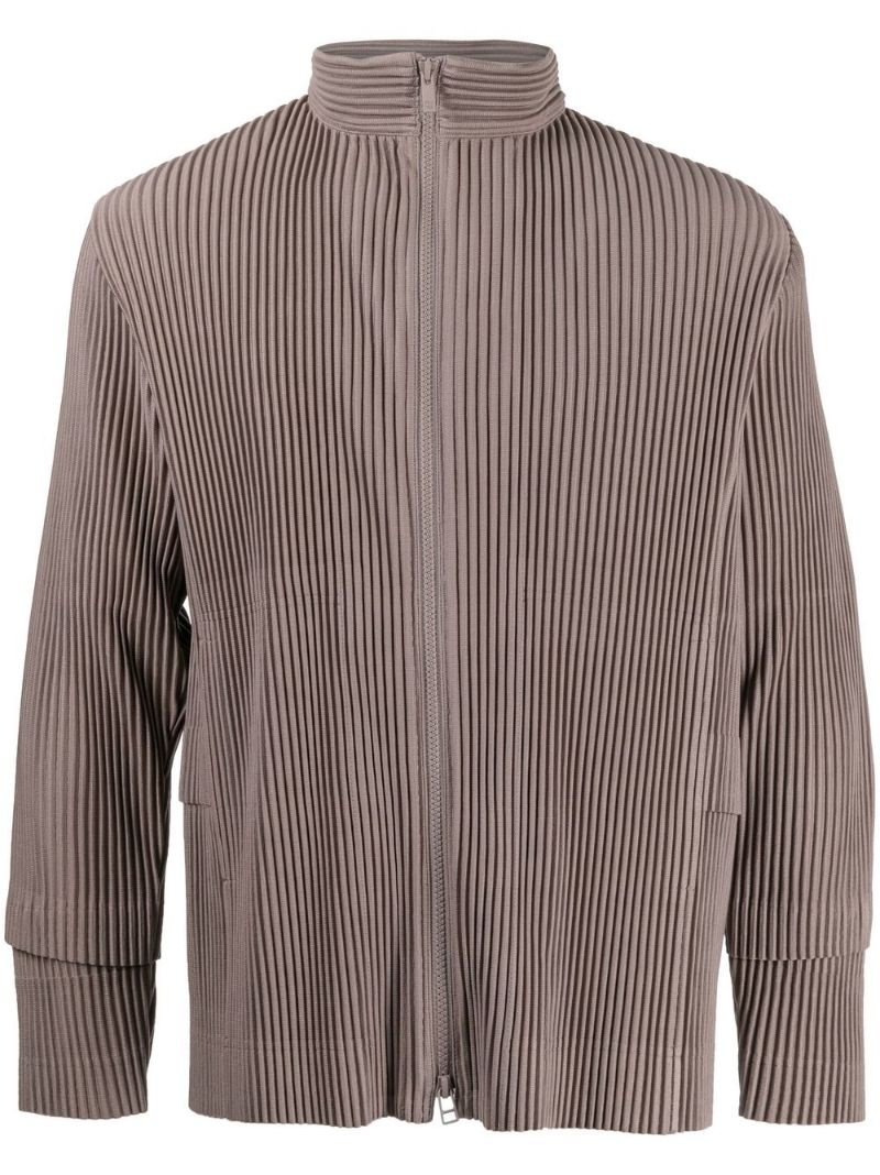 pleated zip-up jacket - 1