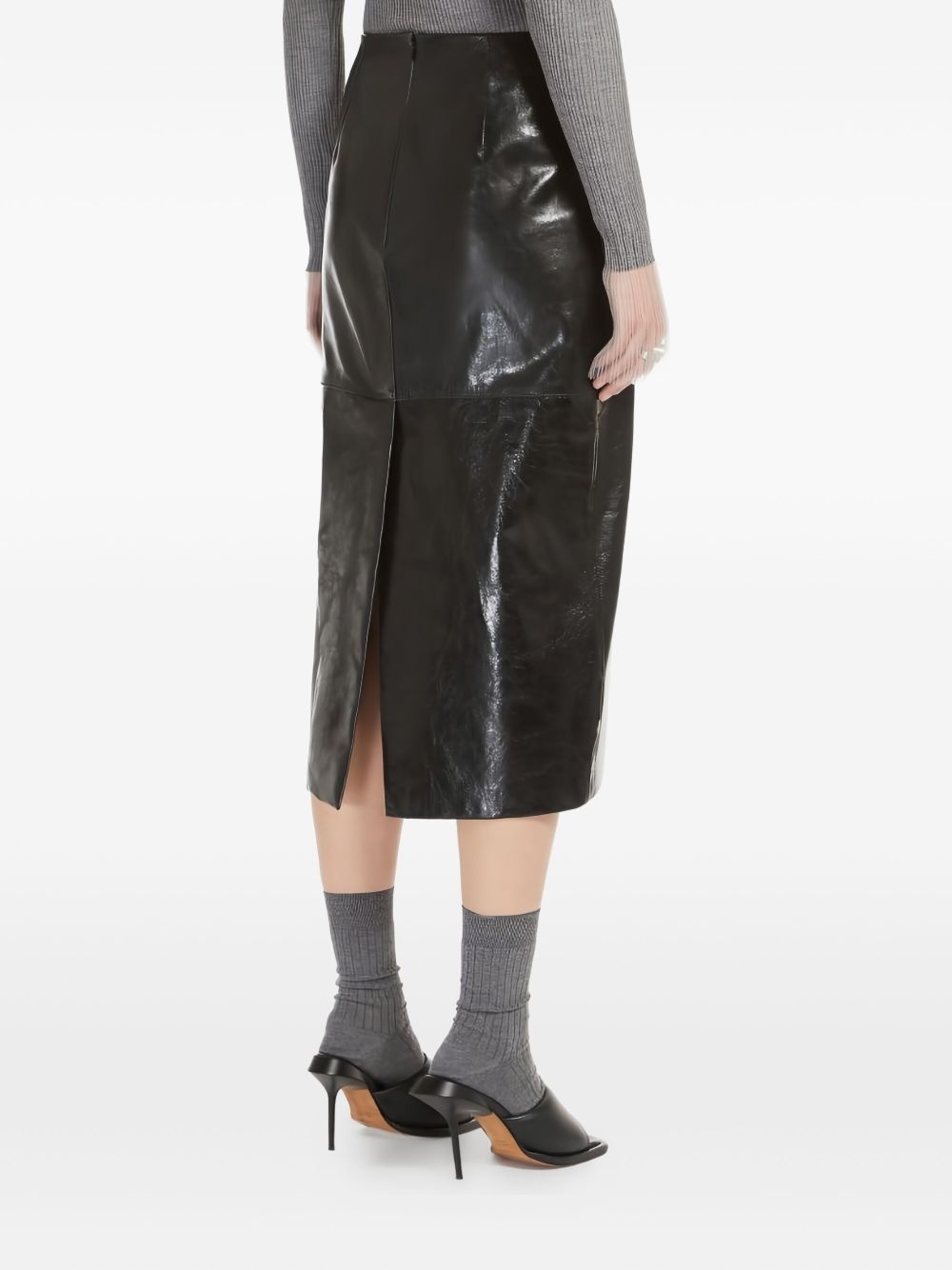 leather high-waisted skirt - 3