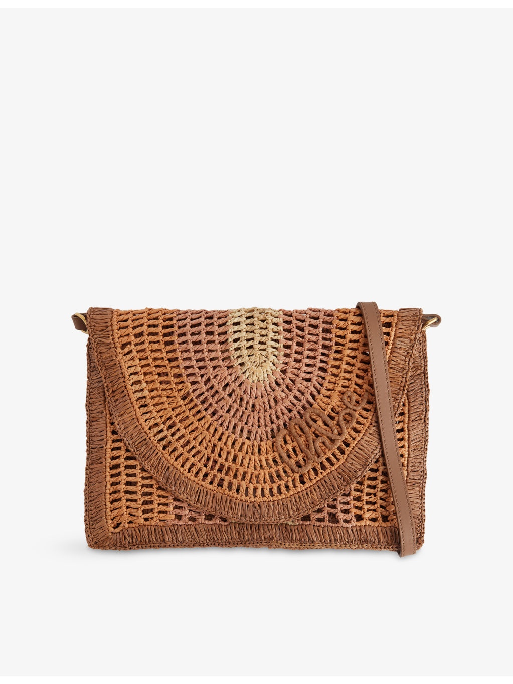 Embroidered Raffia Shoulder Bag - 1