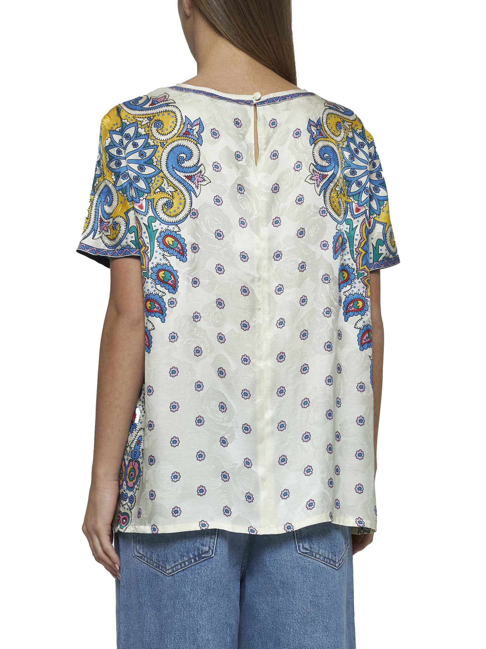 Ivory Paisley print silk blend top - 4