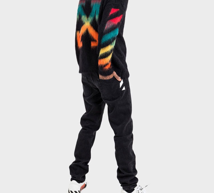 Off-White Classic Arrow Logo Printing Pullover Knit Black OMHA036E20KNI0011087 - 4