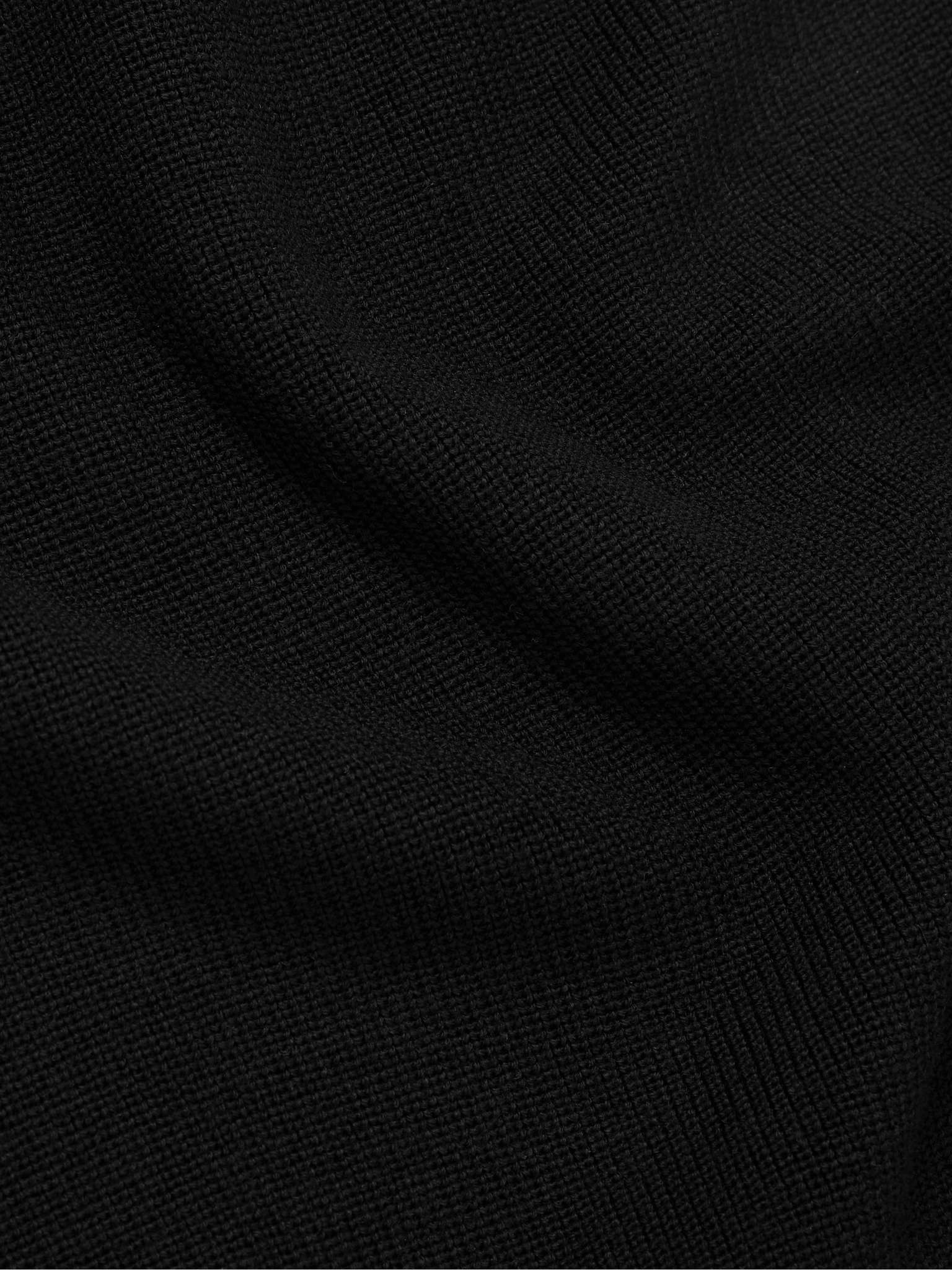Leather-Trimmed Merino Wool Half-Zip Sweater - 3