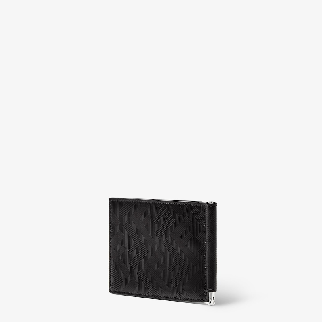 Flip-cover money clip with interior organized into six card slots. Made of black leather with emboss - 3