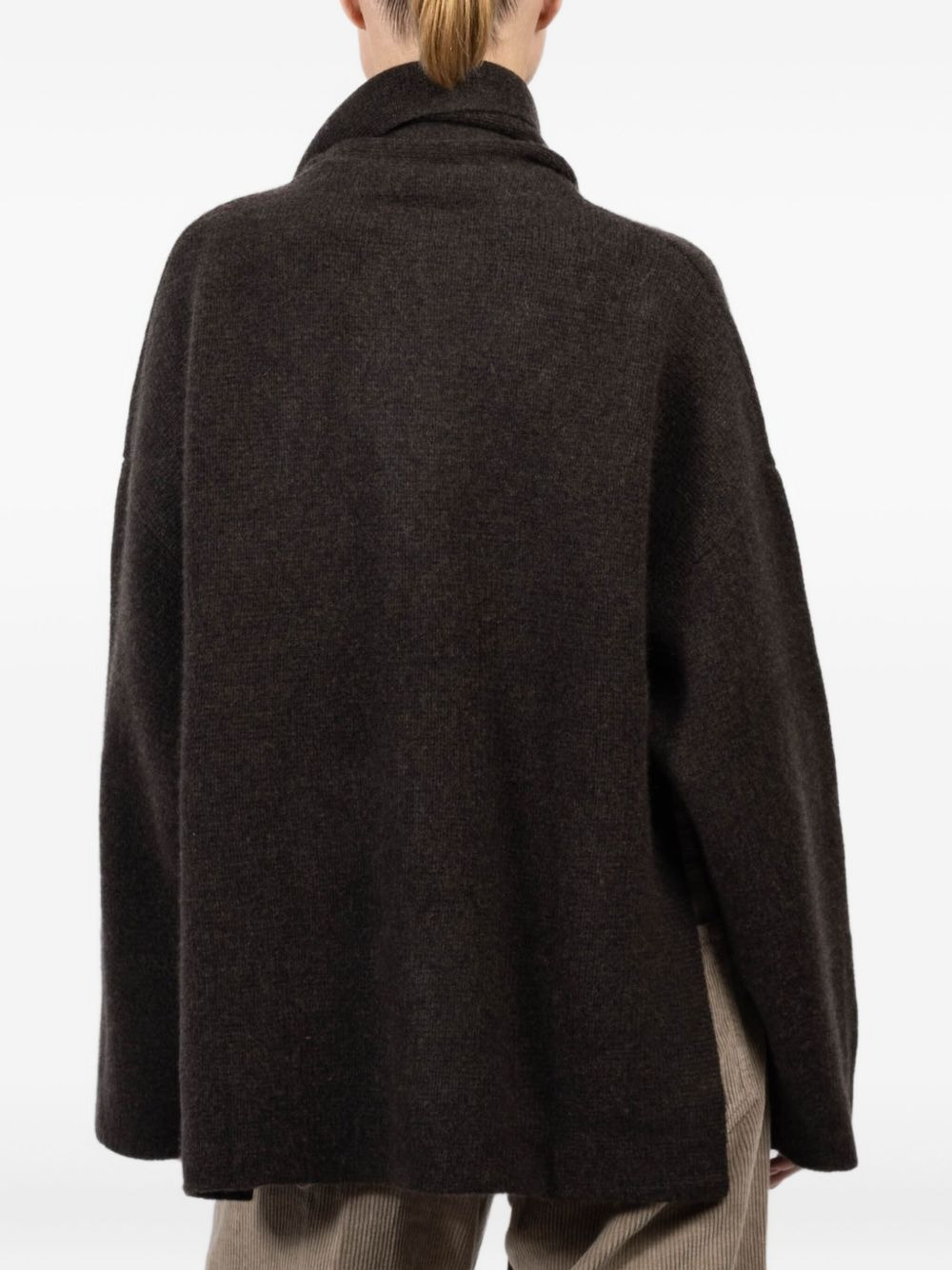attached-scarf cashmere cardigan - 4