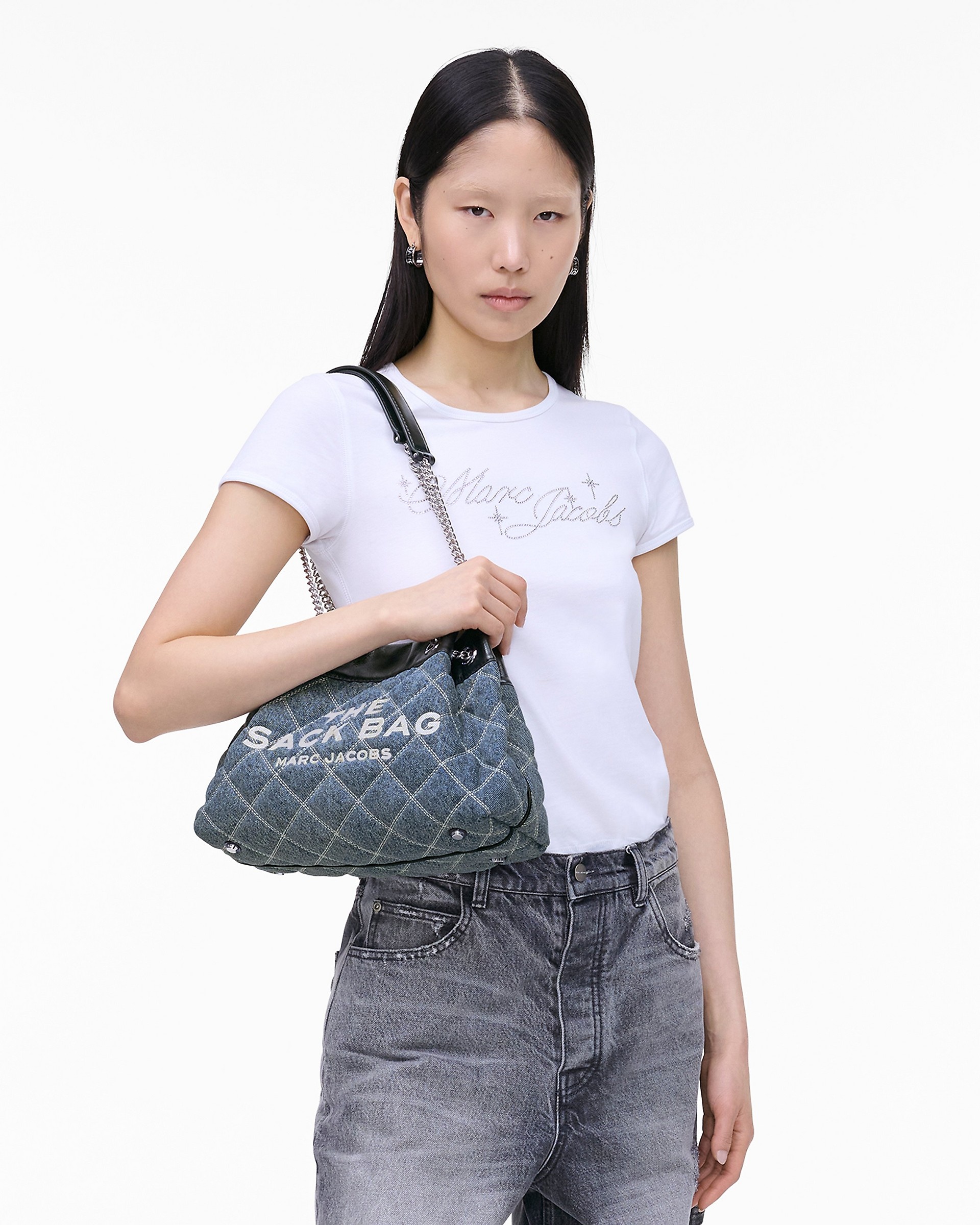 THE QUILTED DENIM CHAIN SACK BAG - 2
