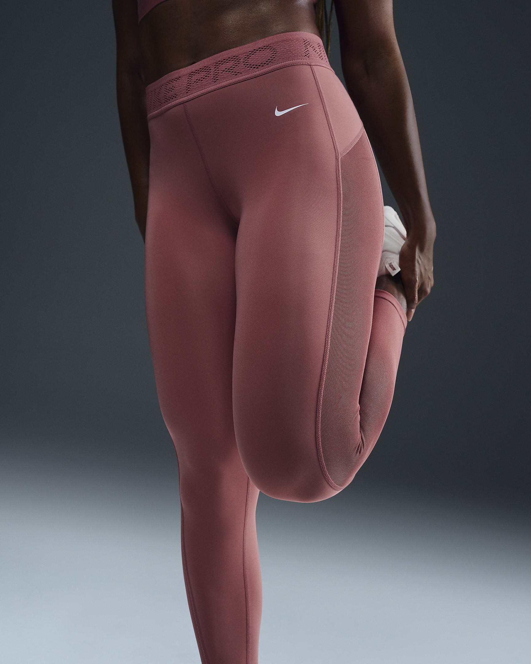 Women's Nike Pro Mid-Rise 7/8 Mesh-Paneled Leggings - 3