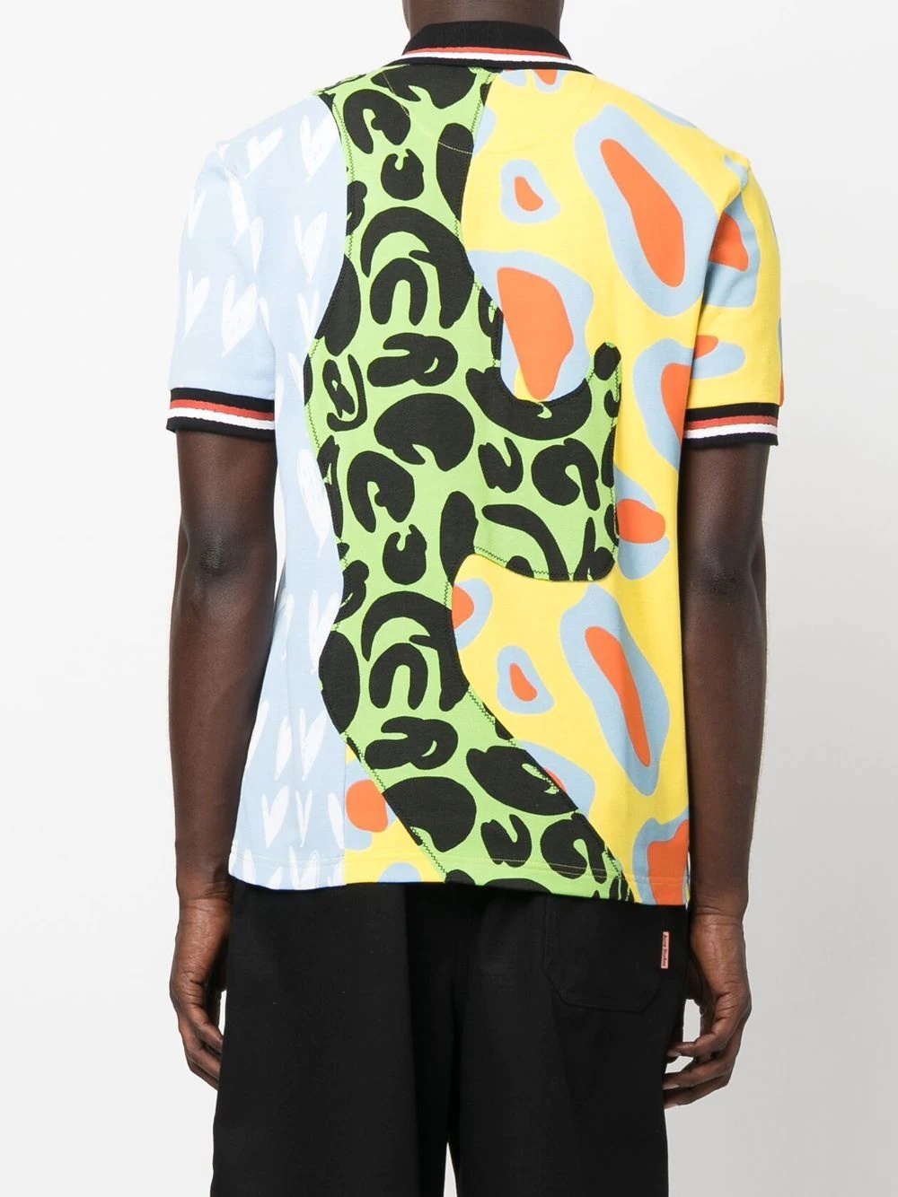 mixed-print short-sleeve polo shirt - 4