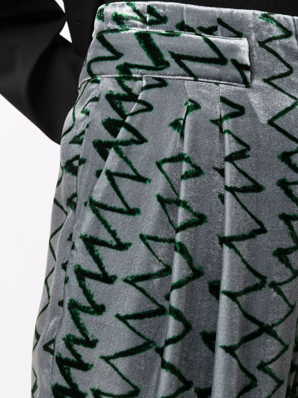 zigzag-embroidered trousers - 5