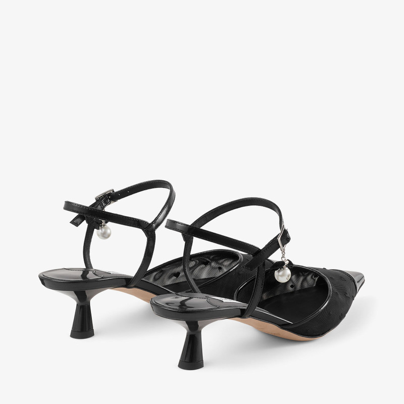 JIMMY CHOO Aren Sling Back 45
Black Spazzolato and Heart Mesh Slingbacks with Pearl Charm outlook