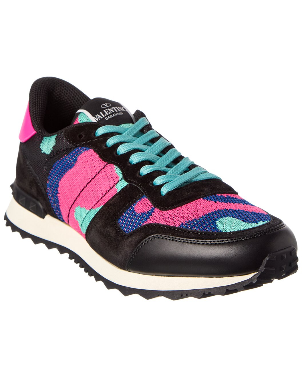 Valentino Camo Knit & Suede Sneaker - 1