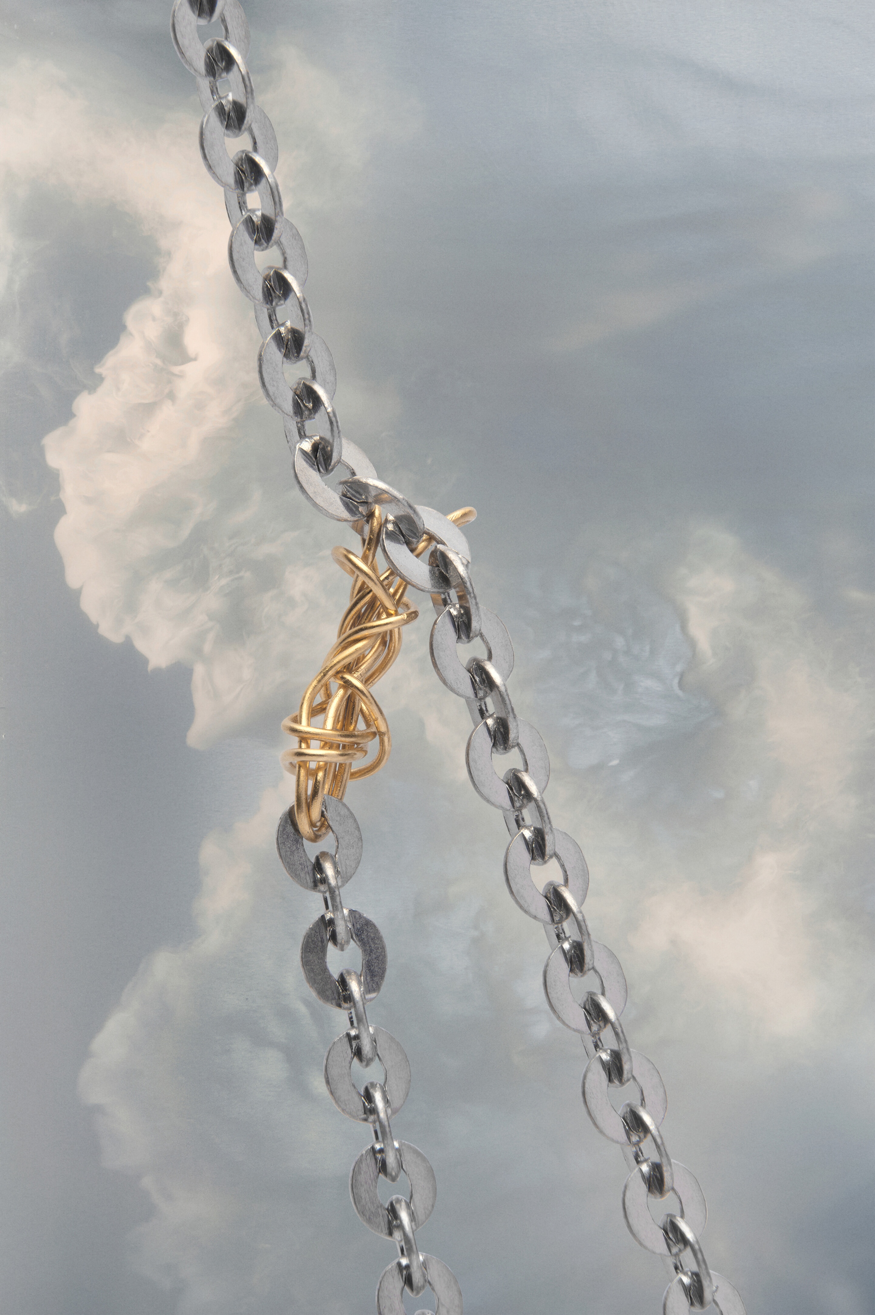 Safety pin chain brooch - 3
