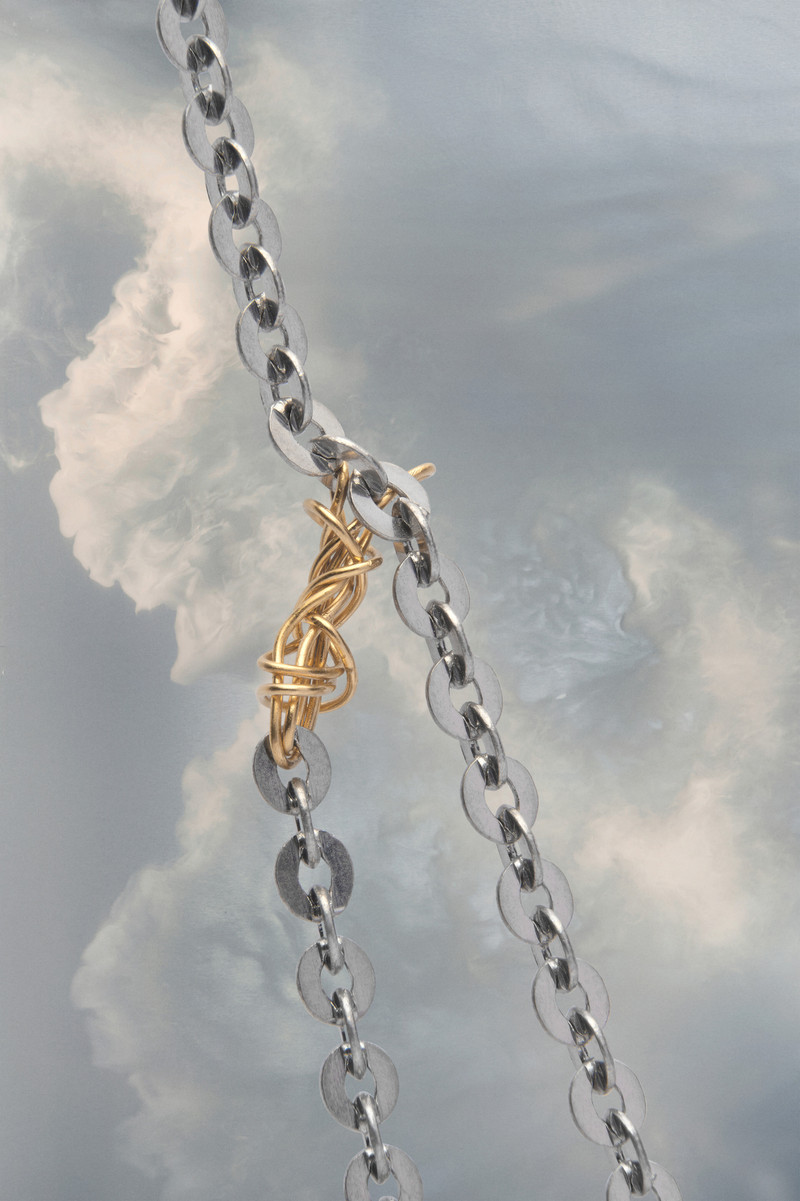 Safety pin chain brooch 3