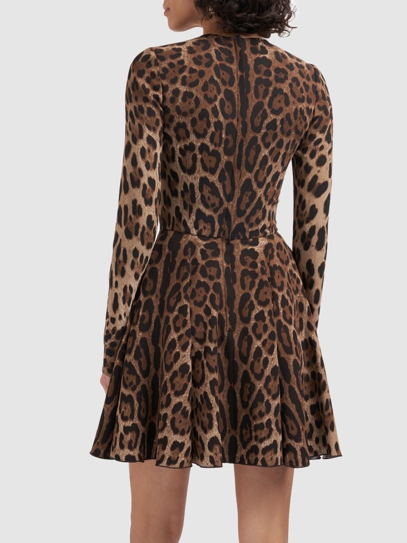 Leopard print cady mini dress - 3