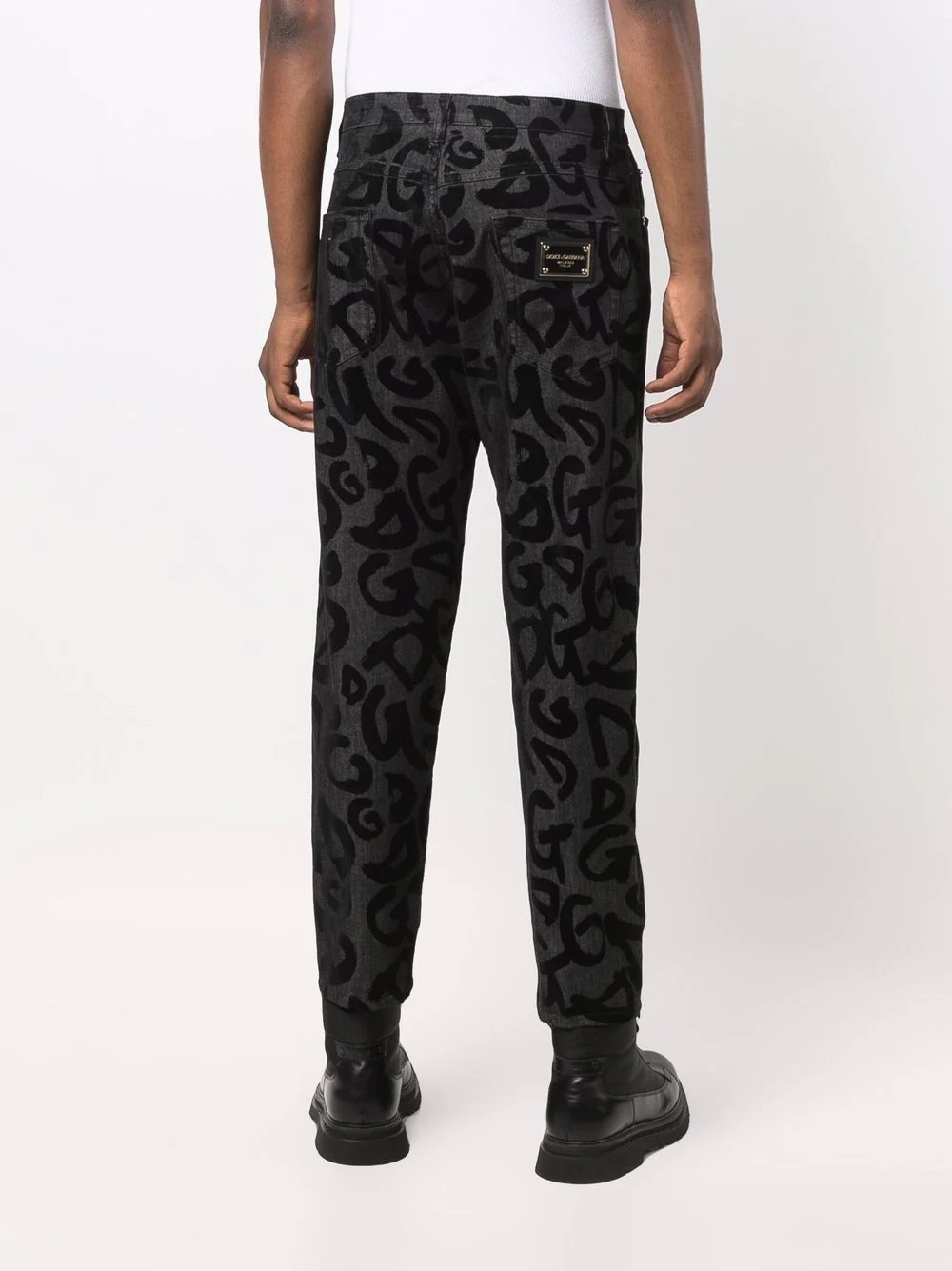 flocked-logo straight-leg jeans - 4