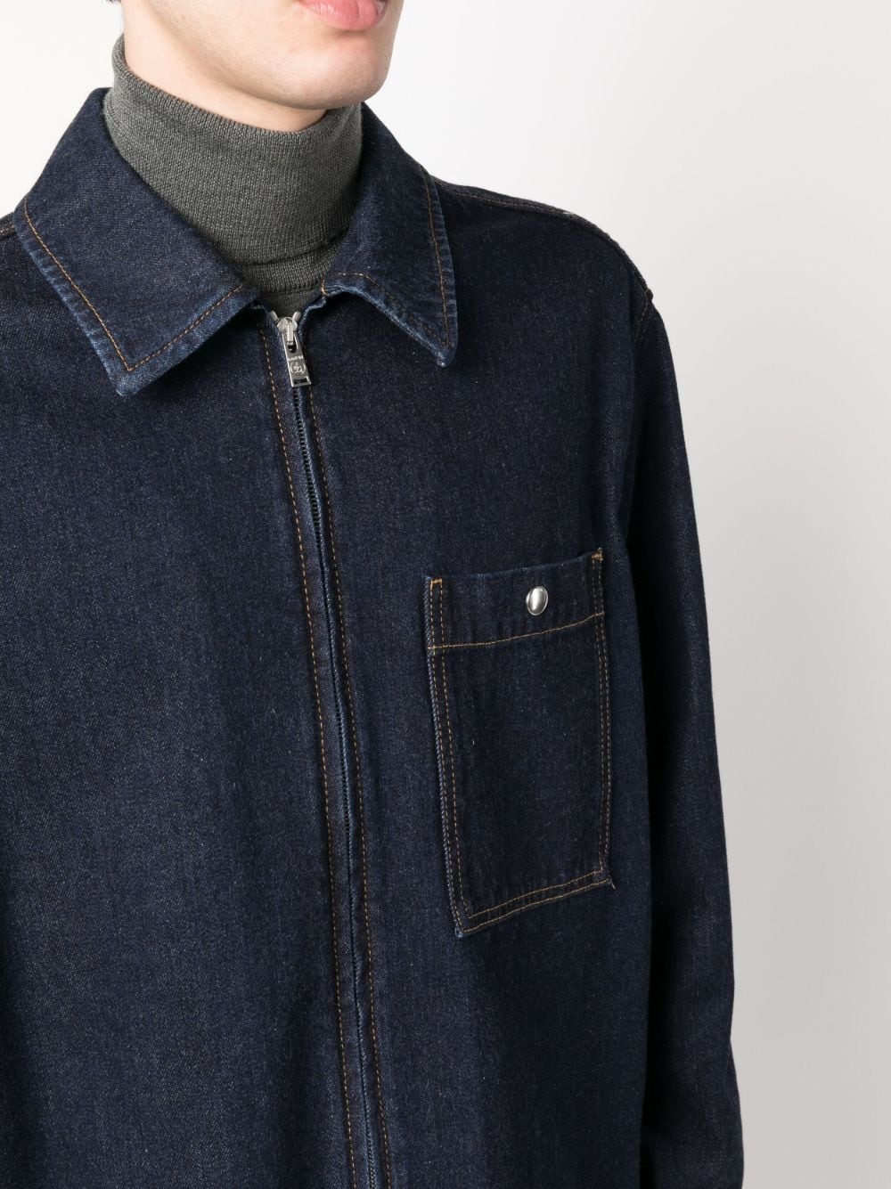 raw-cut zip-up denim jacket - 5