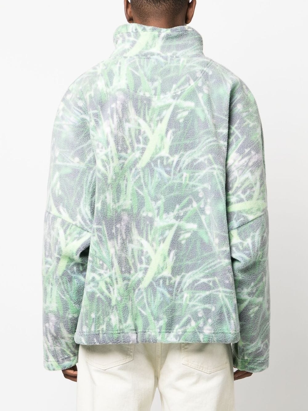 grass-print fleece-texture sweatshirt - 4
