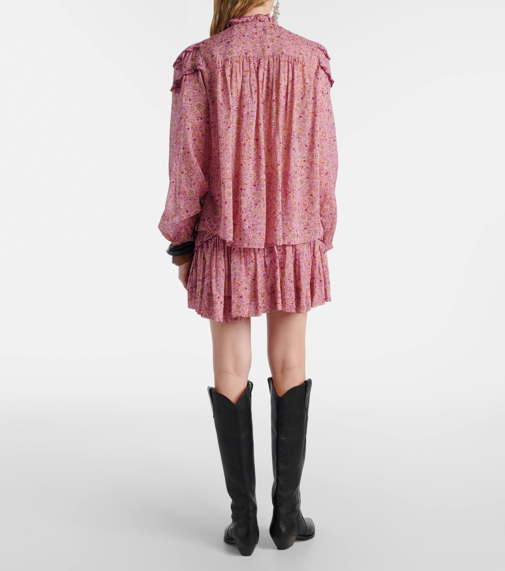 Christa printed ruffled cotton blouse - 3